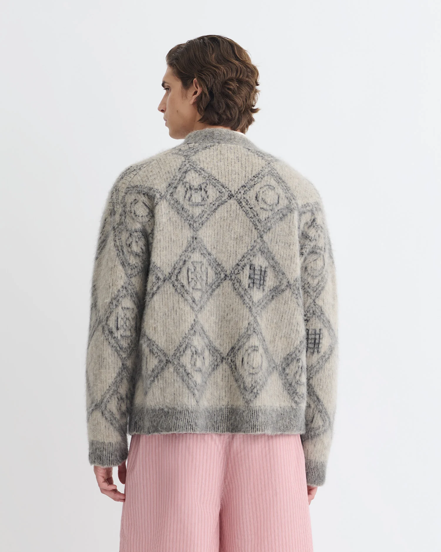 Henri - Brushed alpaca cardigan - Symbol Tile Oat - Image 3