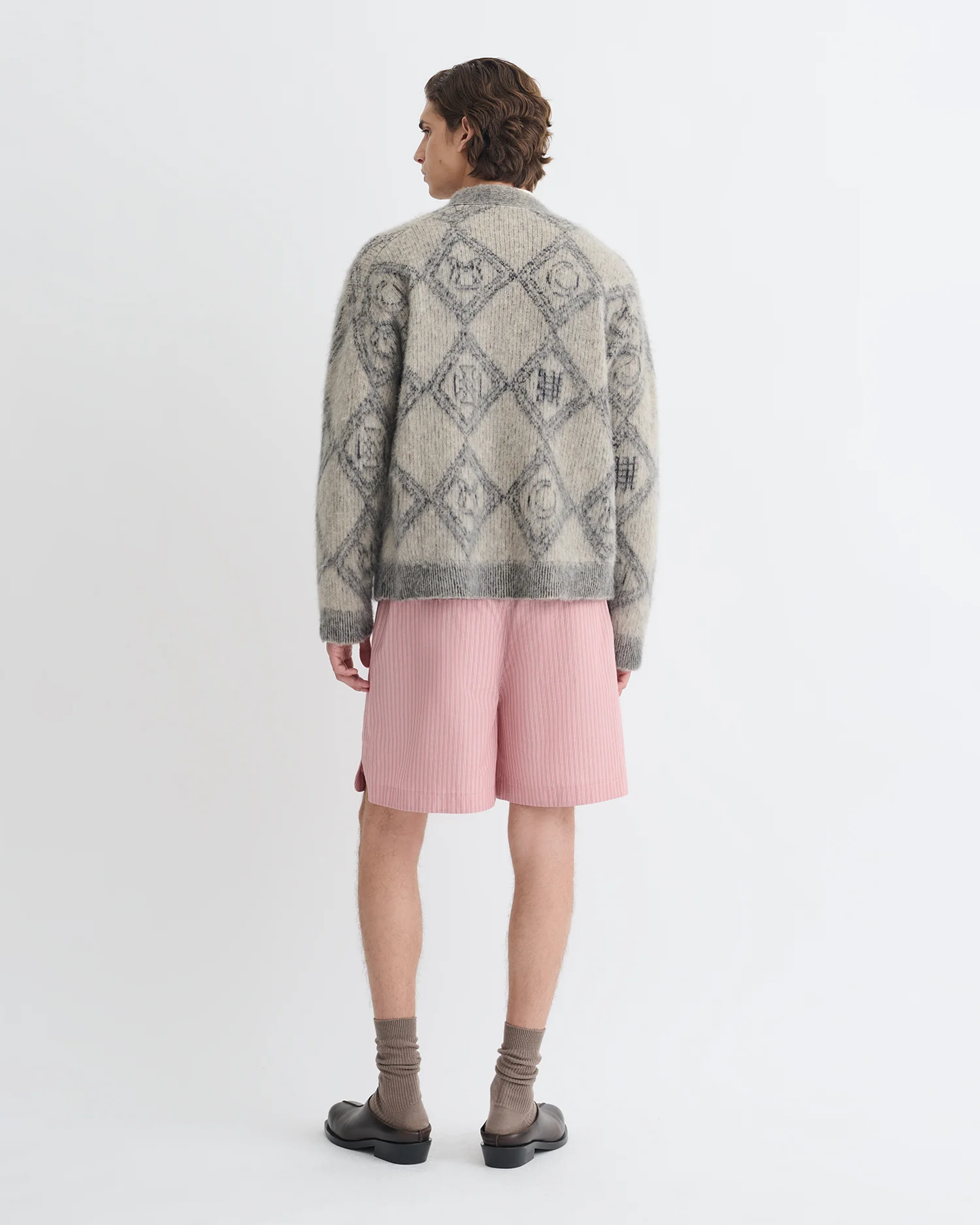 Henri - Brushed alpaca cardigan - Symbol Tile Oat - Image 5