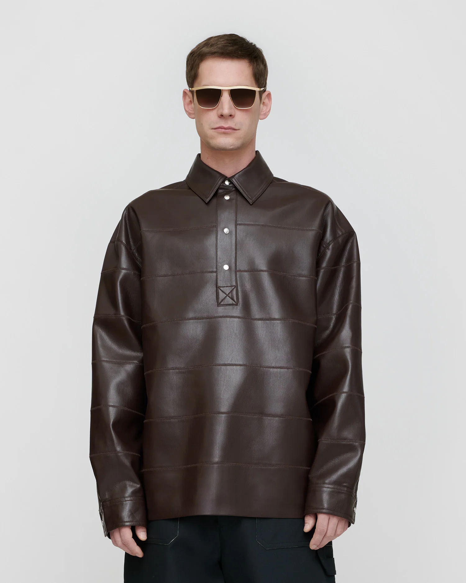 Mateo - Okobor™ Alt-Leather Polo Shirt - Coffee Ground