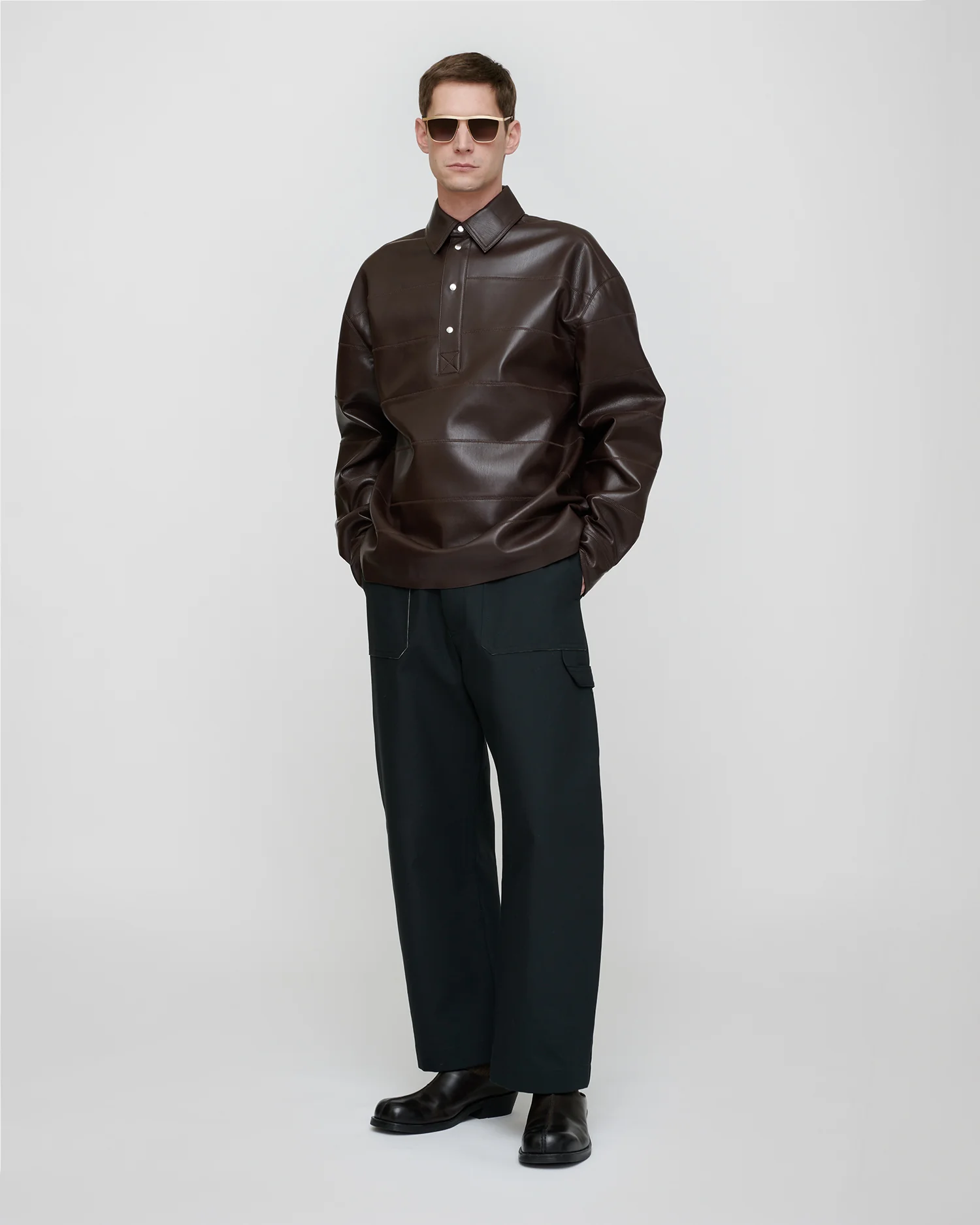 Mateo - Okobor™ Alt-Leather Polo Shirt - Coffee Ground - Image 2