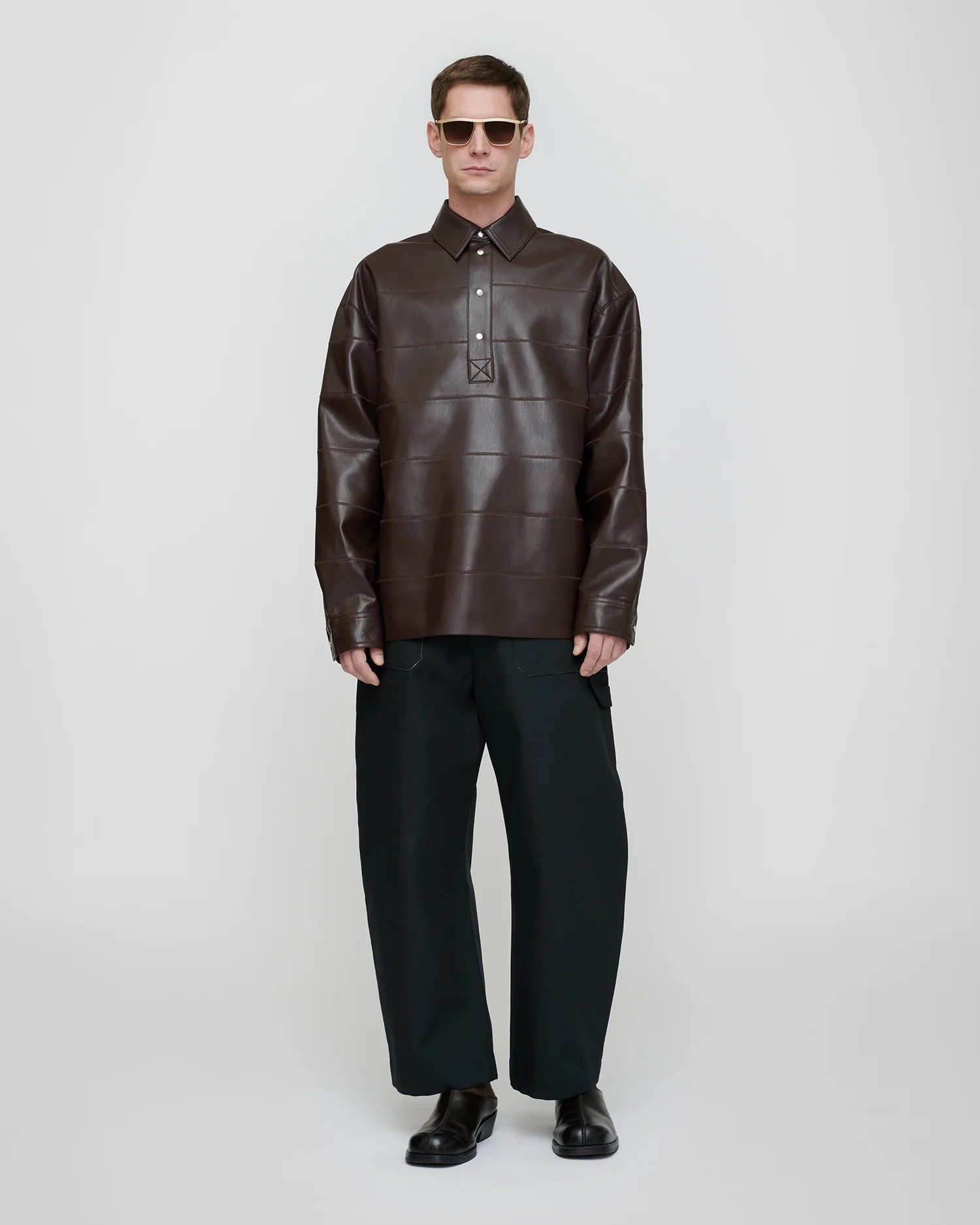 Mateo - Okobor™ Alt-Leather Polo Shirt - Coffee Ground - Image 4