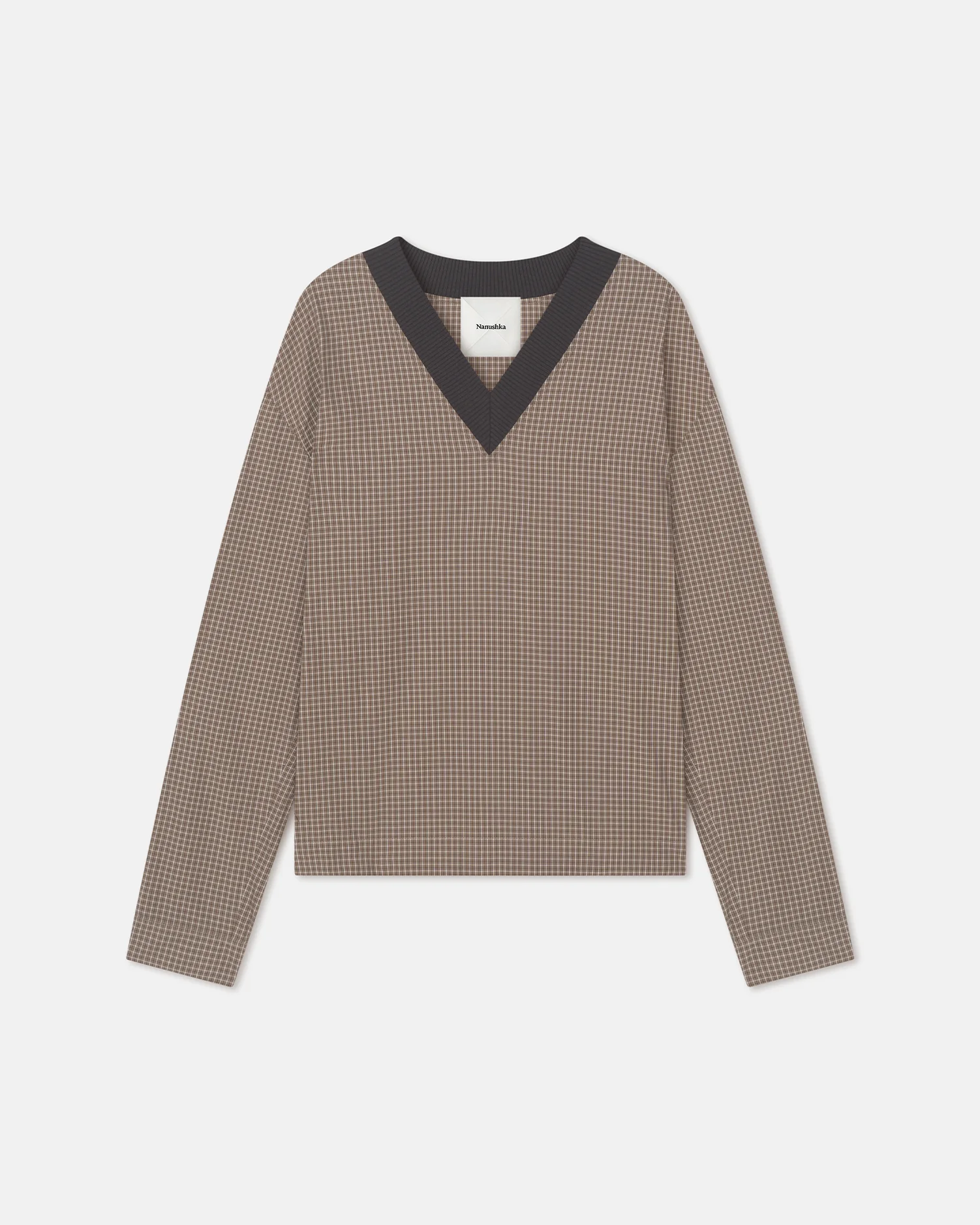 Jahan - V-neck top - Brown/Creme