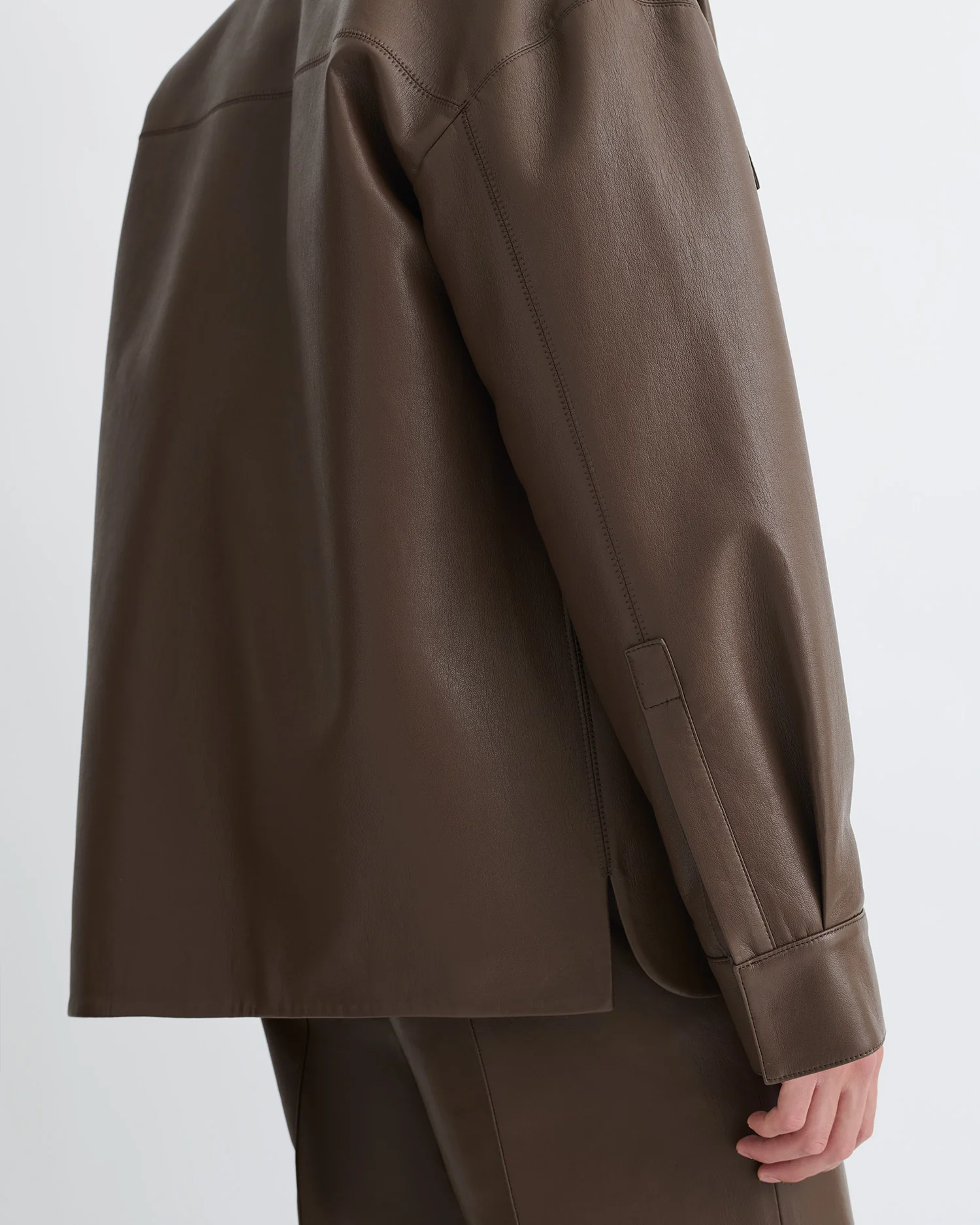 Chasin - Regenerated Leather Shirt Jacket - Chocolate - Image 3