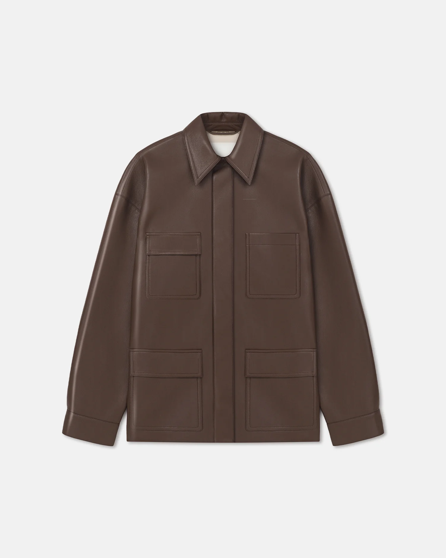 Chasin - Regenerated Leather Shirt Jacket - Chocolate - Image 6