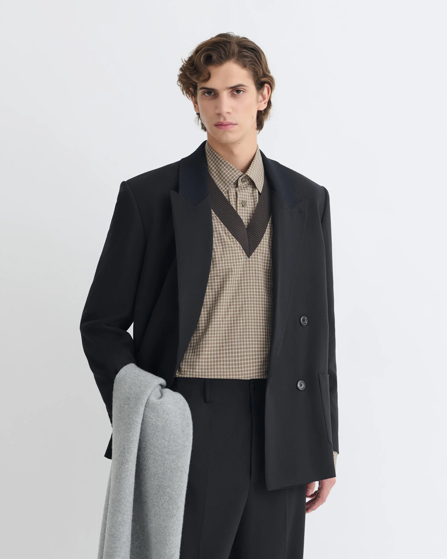 Anselm - Double-Breasted Crepe Twill Blazer - Black - Image 3