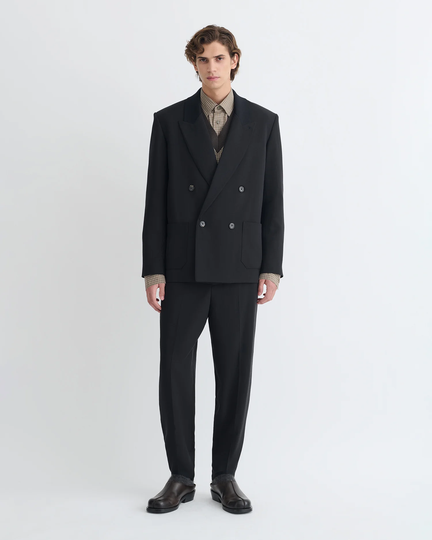 Anselm - Double-Breasted Crepe Twill Blazer - Black - Image 7