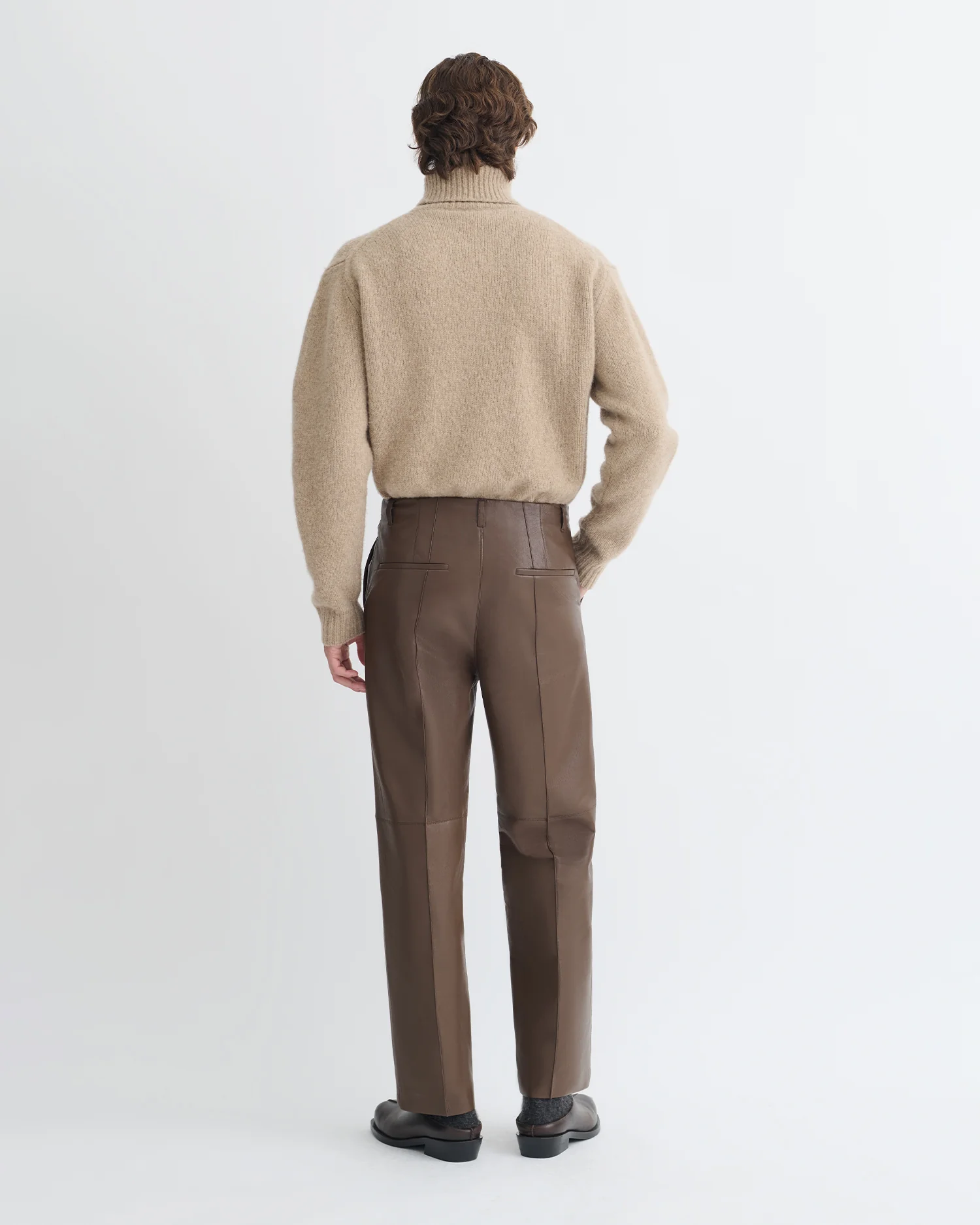 Stellan - Regenerated Leather Straight-Leg Pants - Chocolate - Image 3