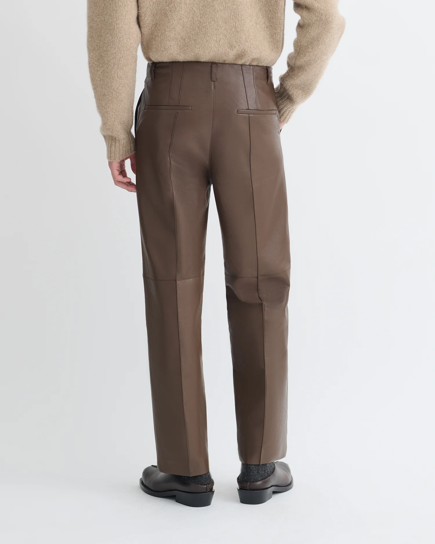Stellan - Regenerated Leather Straight-Leg Pants - Chocolate - Image 5