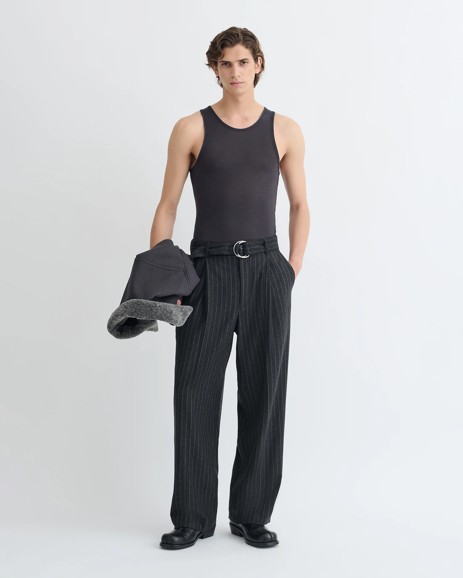 Jahi - Melange Wool Jersey Tank Top - Grey Melange - Image 3