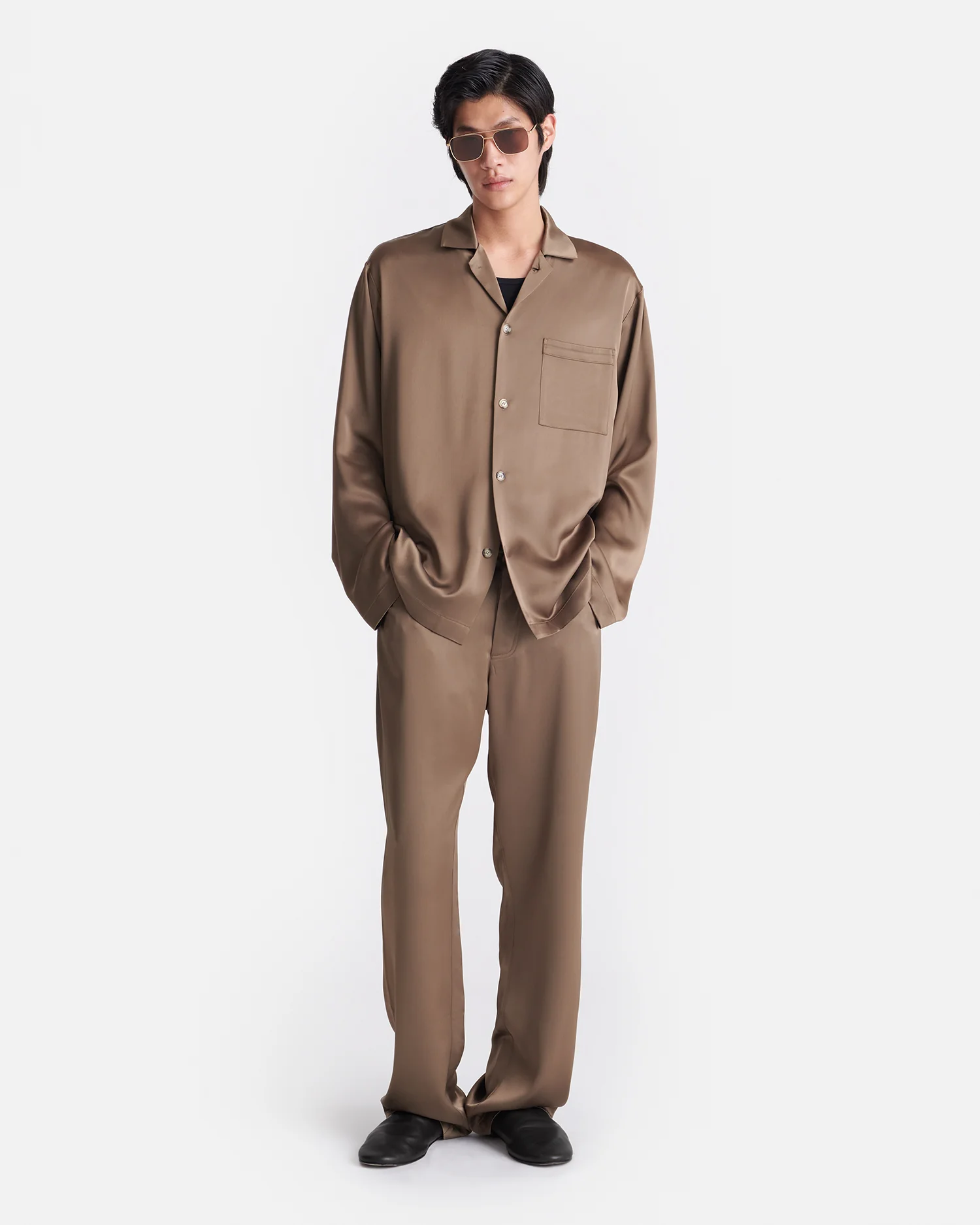 Jelmer - Slip Satin Shirt - Coffee Bean - Image 2