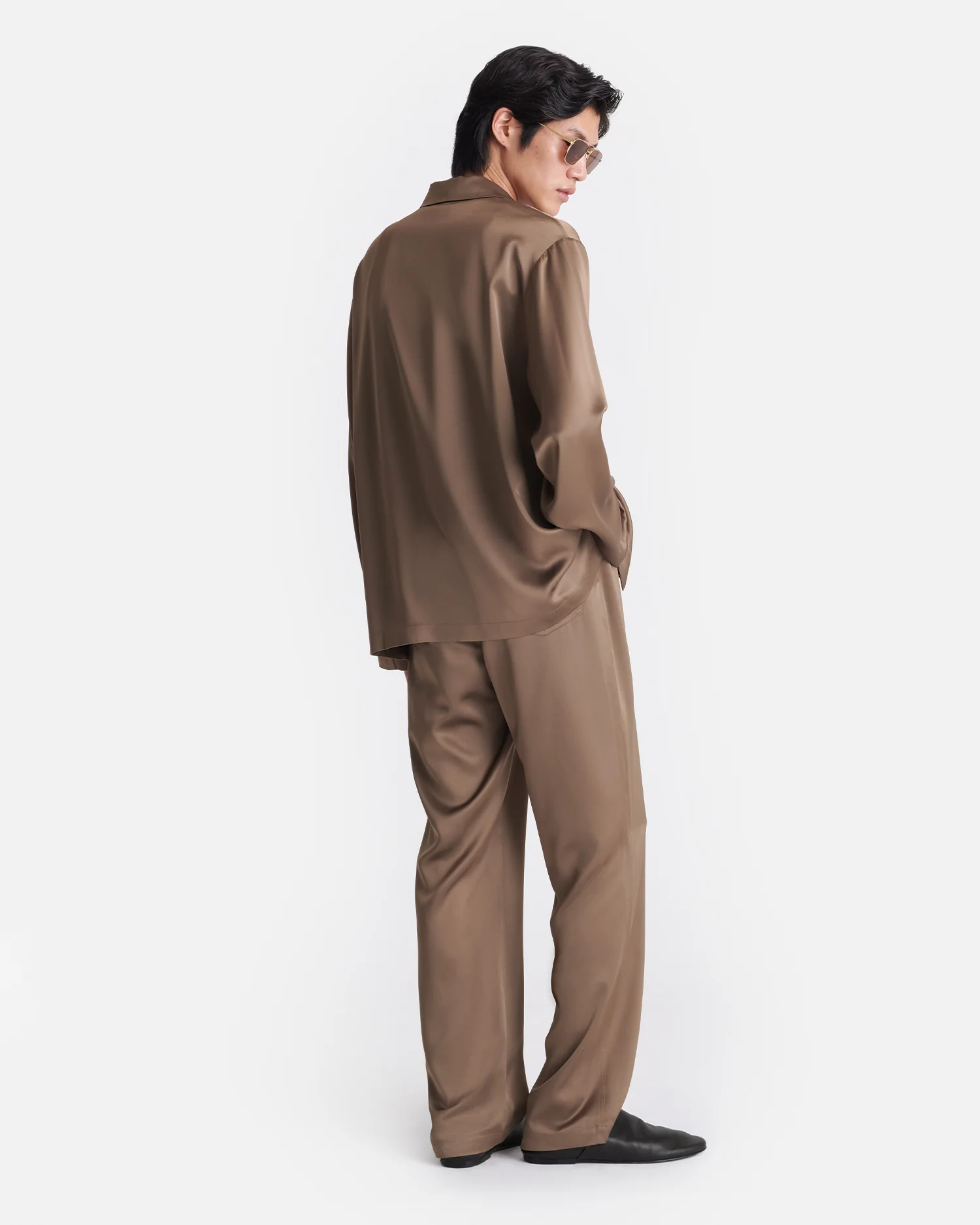 Jelmer - Slip Satin Shirt - Coffee Bean - Image 3