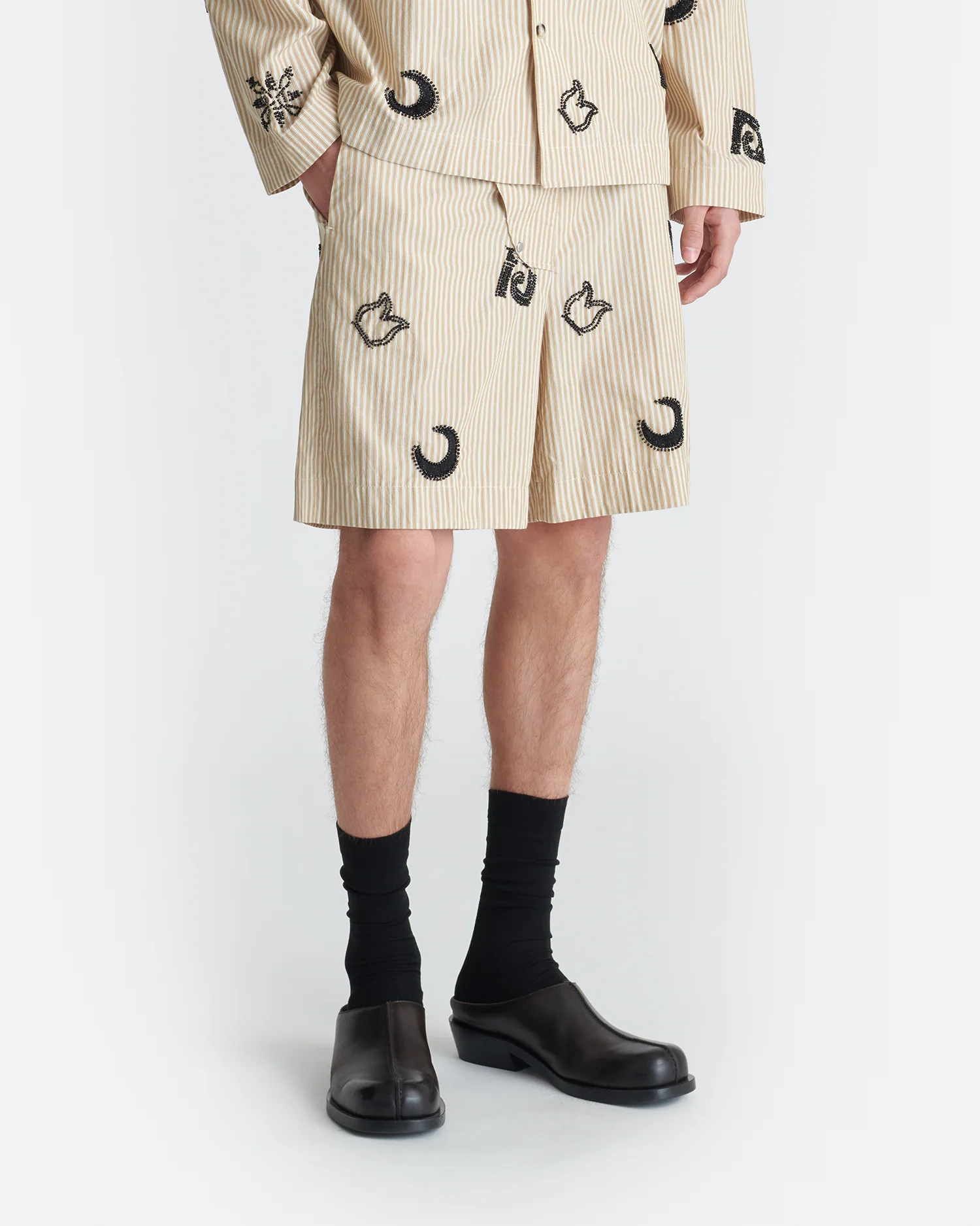Markos - Beaded shorts - Beige/Black - Image 2