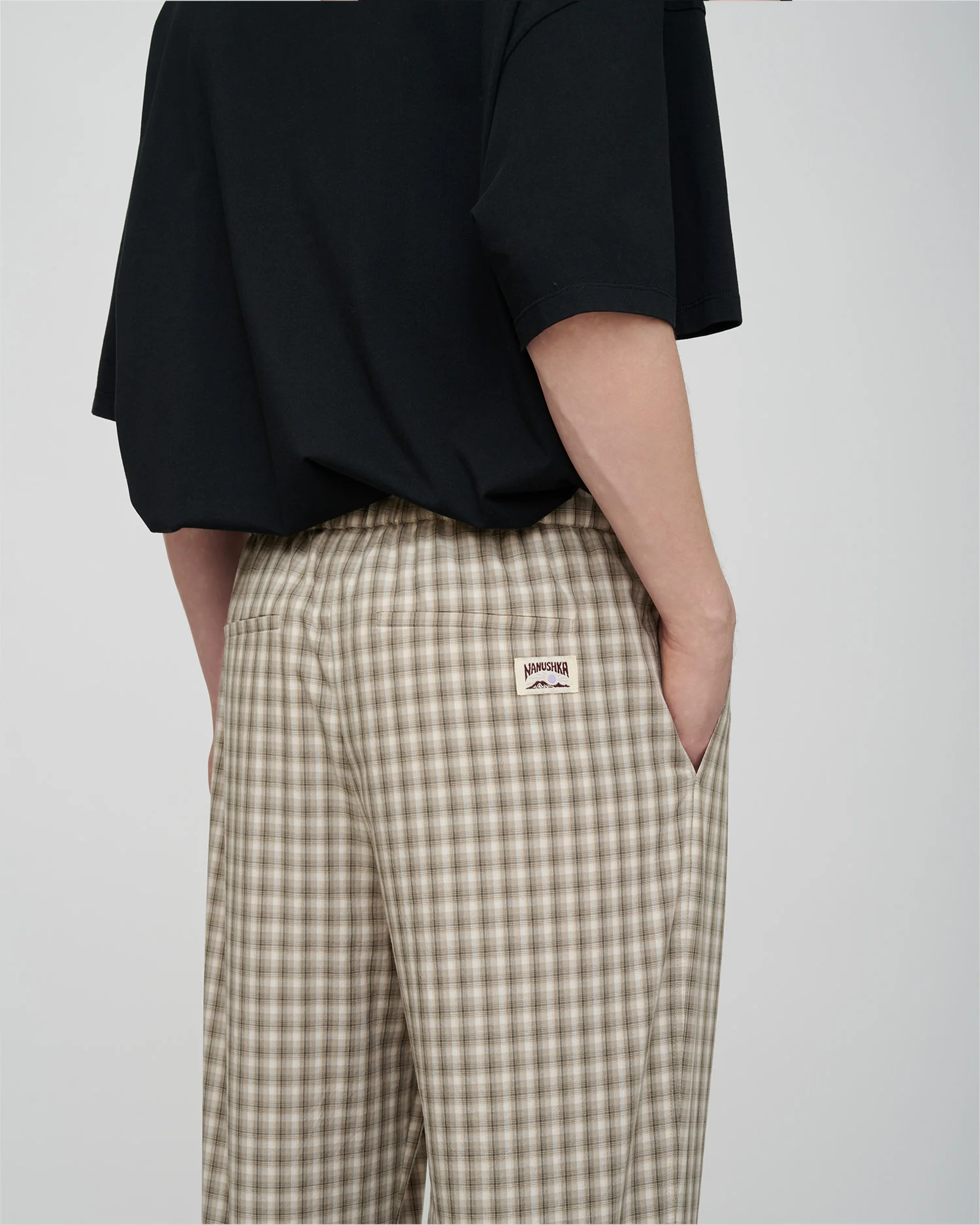 Alwin - Drawstring pants - Creme/Grey - Image 5