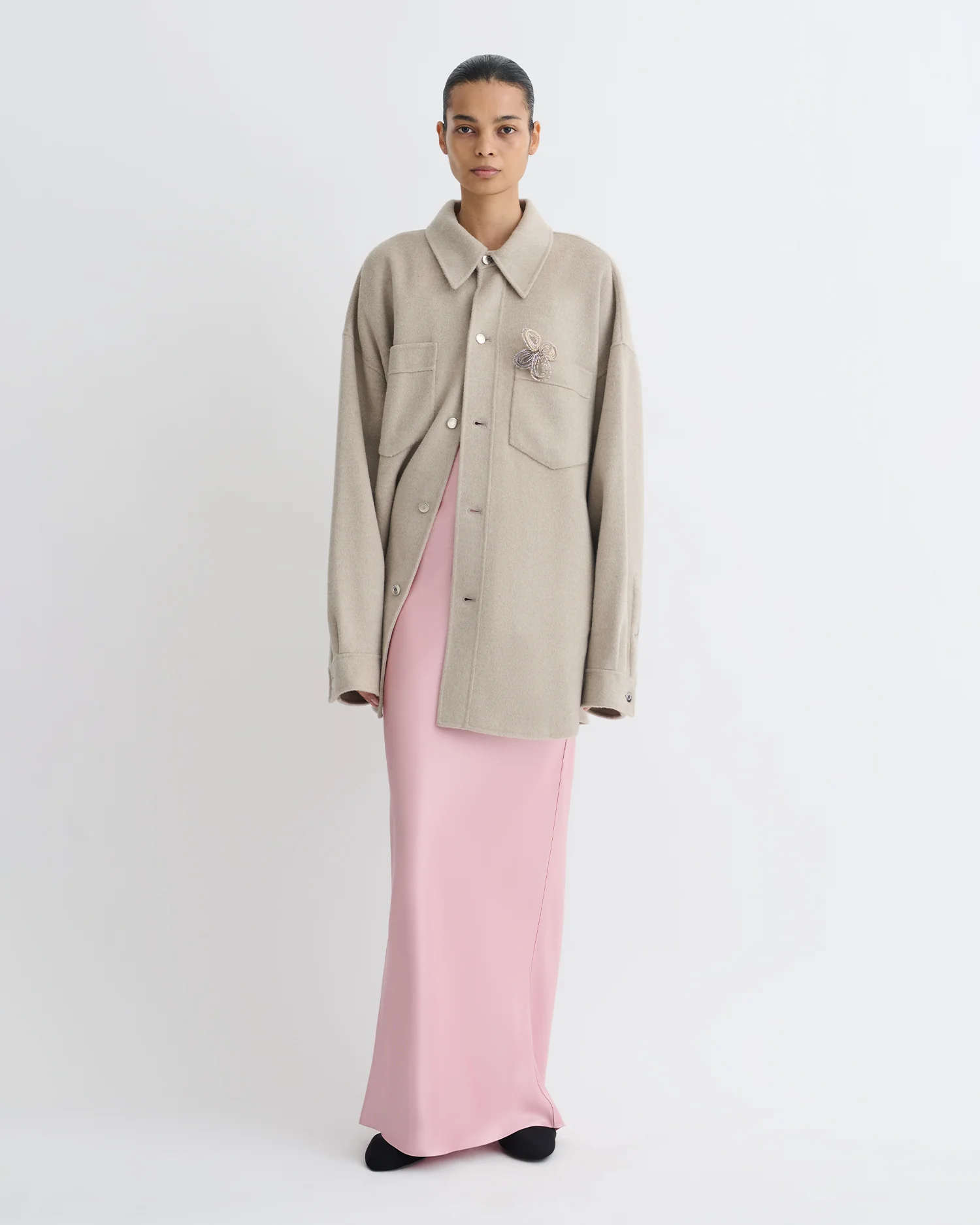 Martin - Double Wool Overshirt - Stone - Image 6