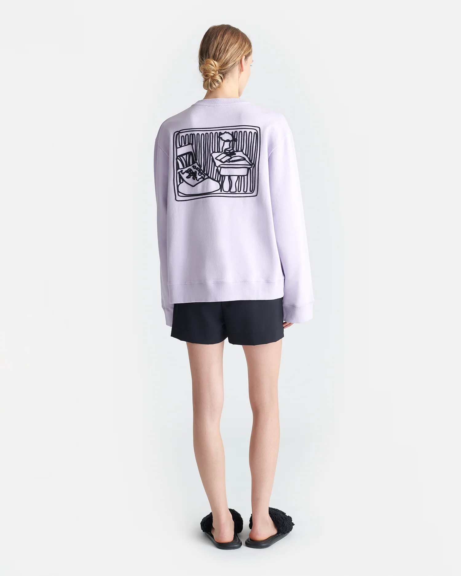 Remy - Printed Cotton-Fleece Sweatshirt - Lilac/Black/Books - Image 7