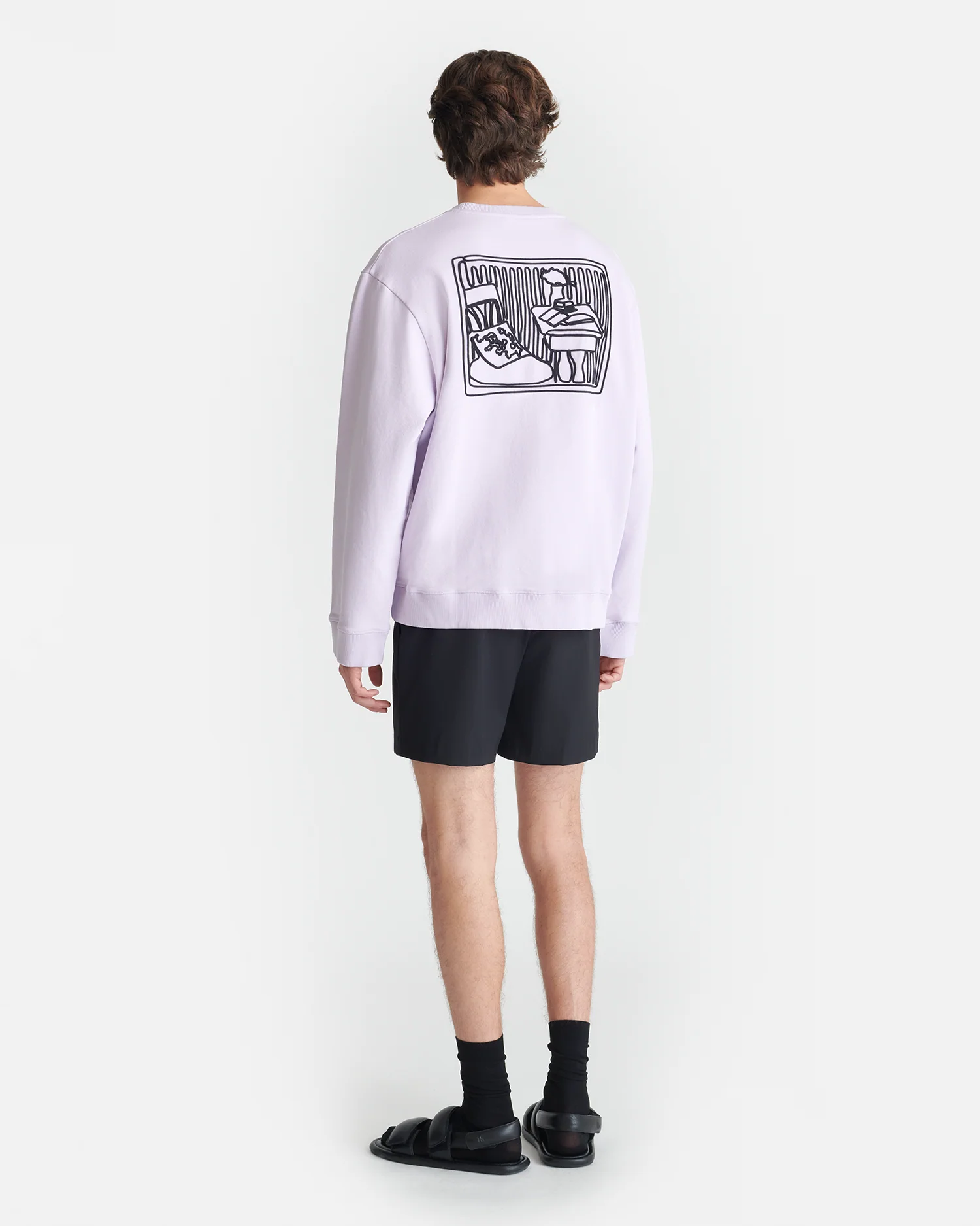 Remy - Printed Cotton-Fleece Sweatshirt - Lilac/Black/Books - Image 8