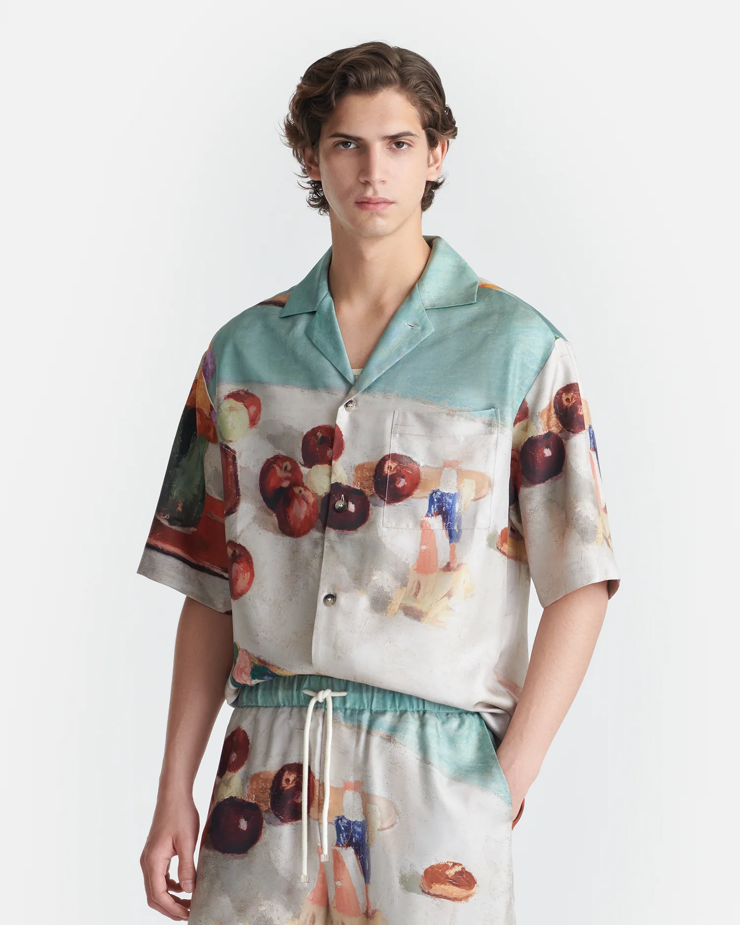 Caspian - Printed Silk Twill Shirt - Gingerbread Heart - Image 3