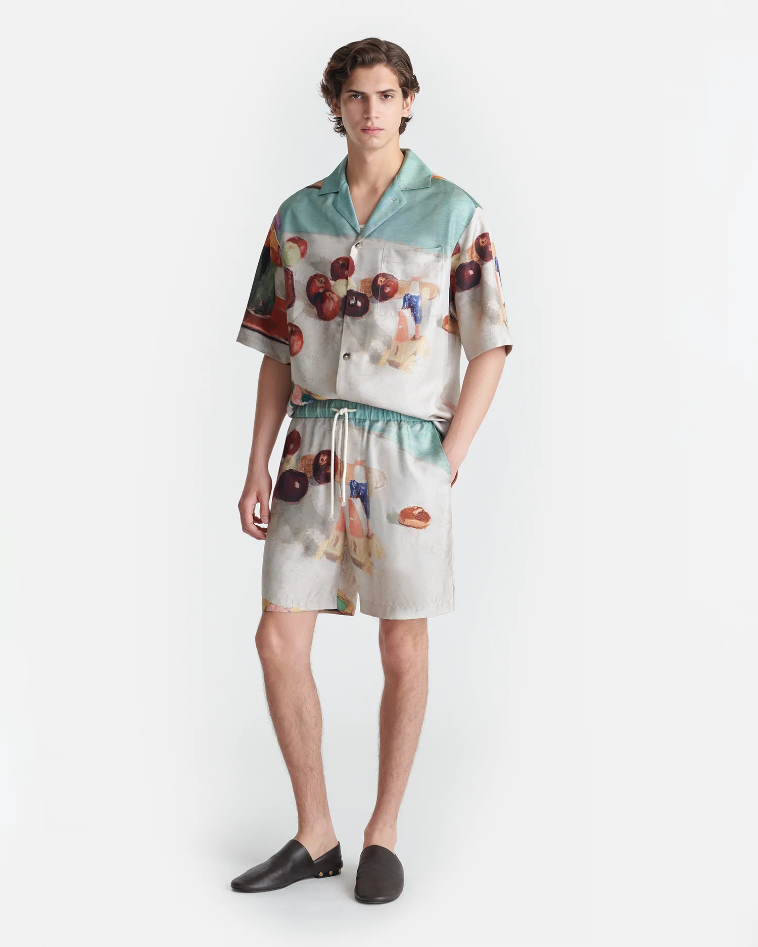 Caspian - Printed Silk Twill Shirt - Gingerbread Heart - Image 5