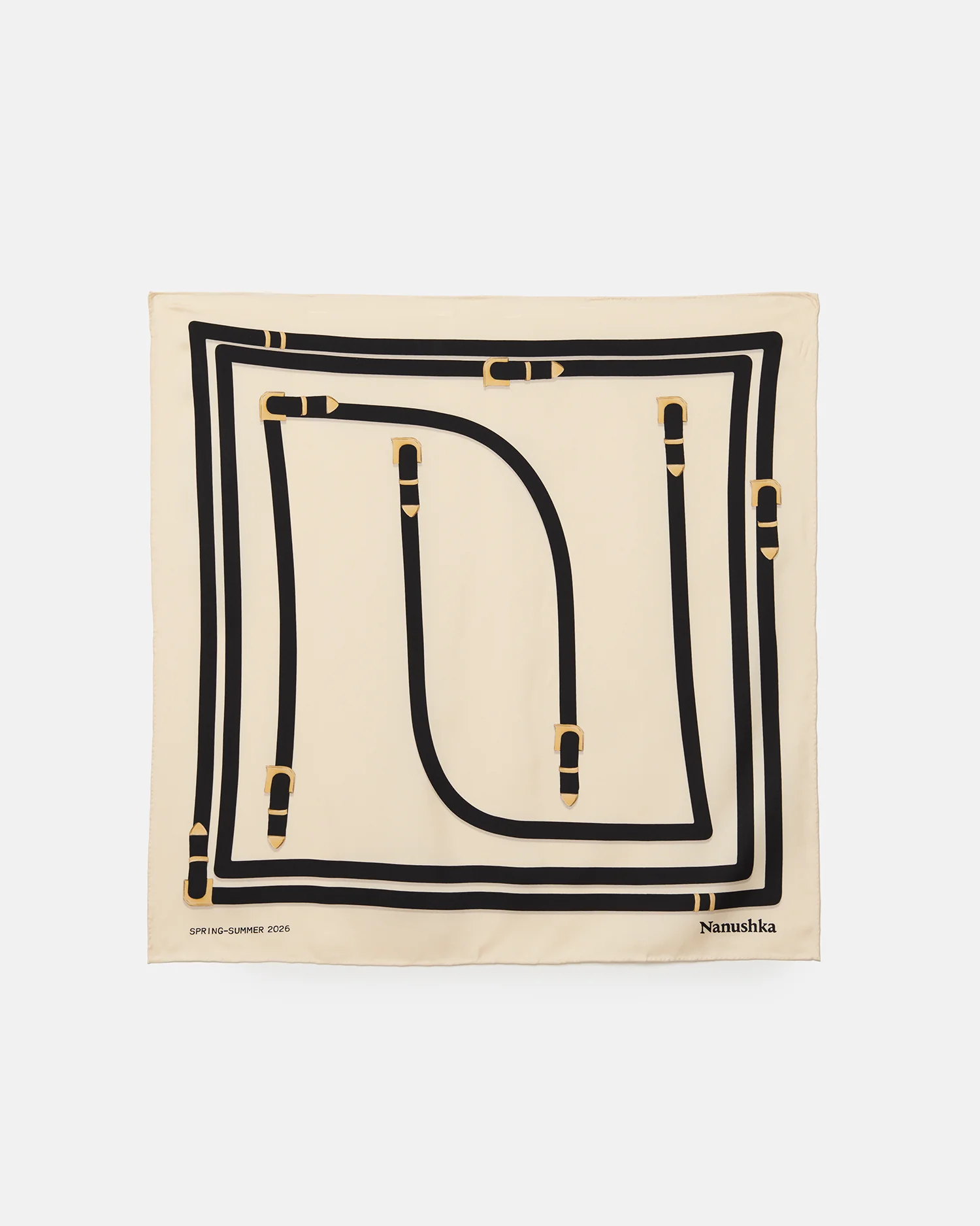 Shoul - Silk scarf - Belt Monogram Creme