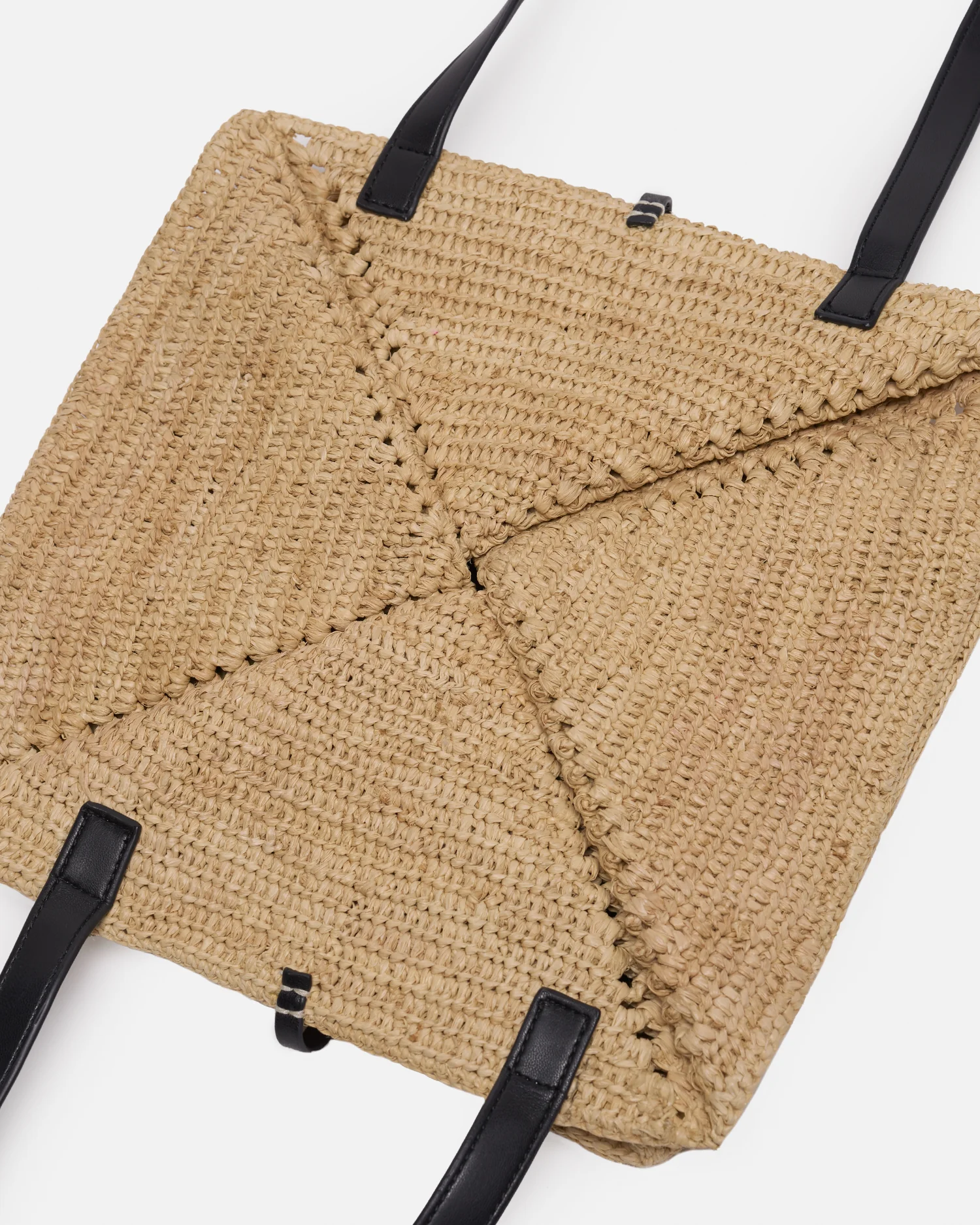 Origami Tote - Raffia charm tote - Natural/Black - Image 7