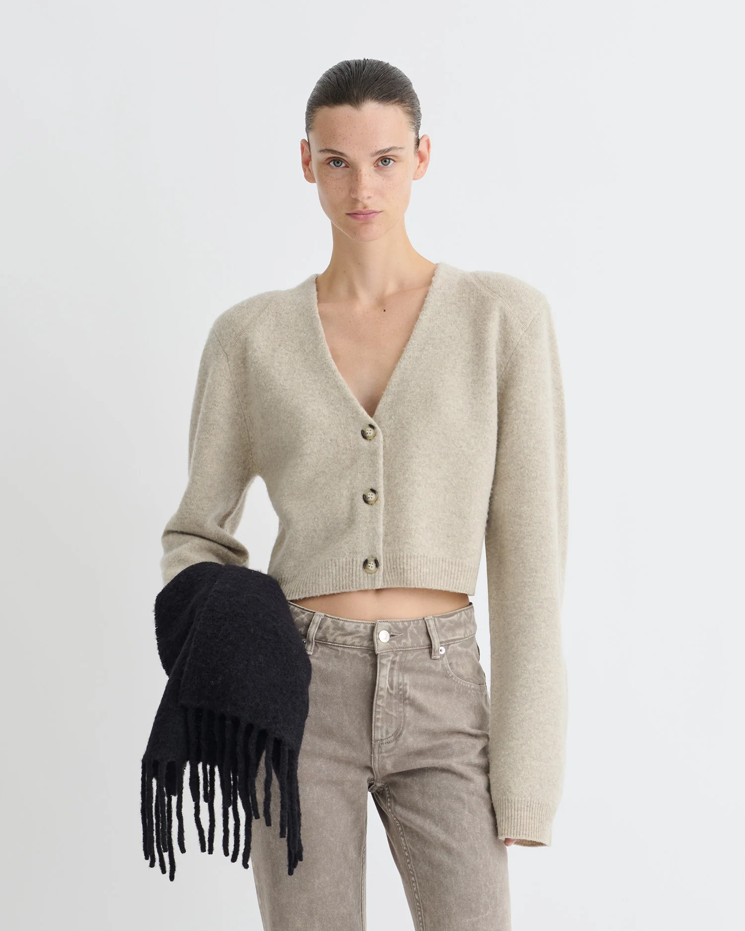 Raddix - Overwashed Merino Cardigan - Oatmeal - Image 4