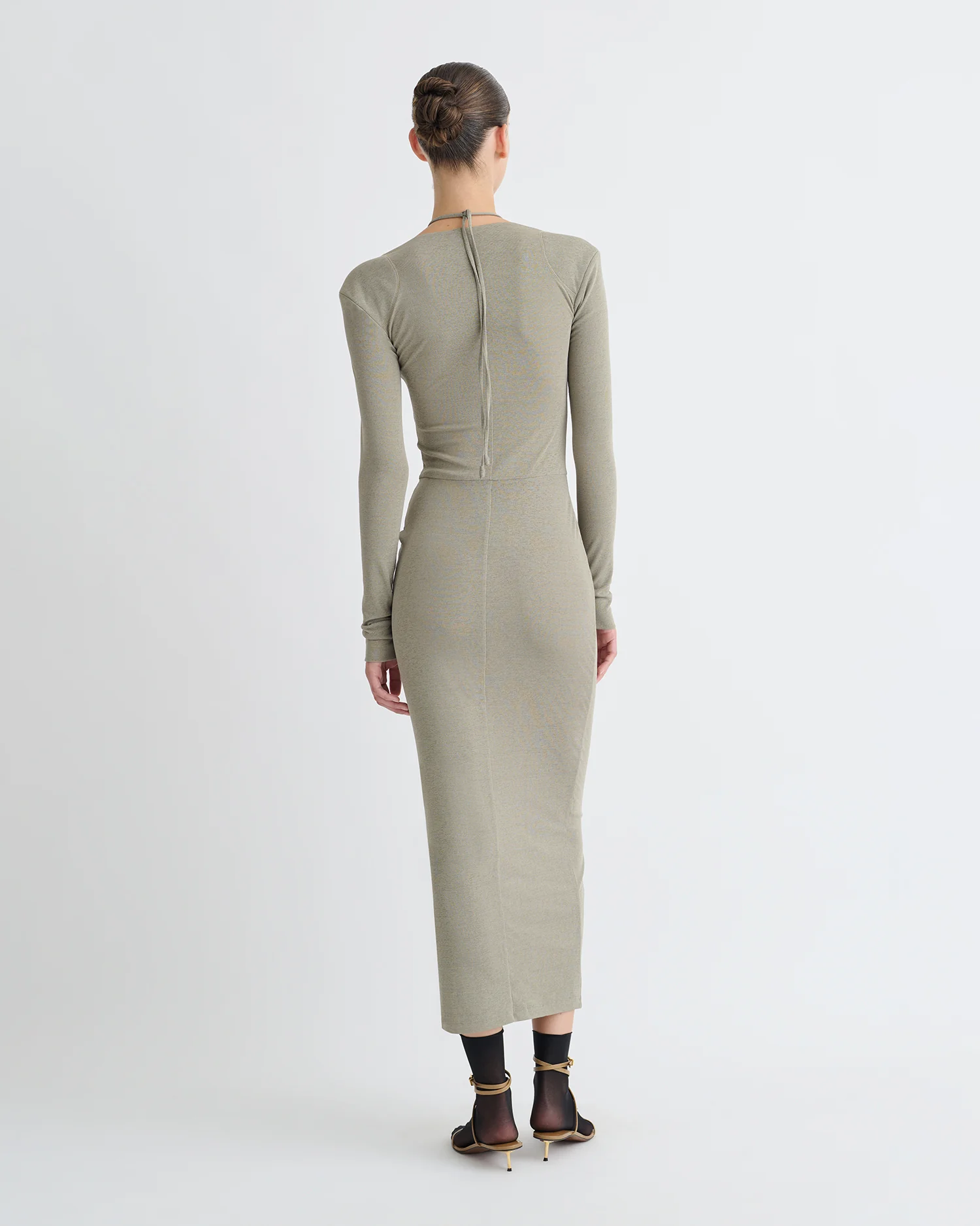 Aponi - Mesh Jersey Dress - Fog - Image 3