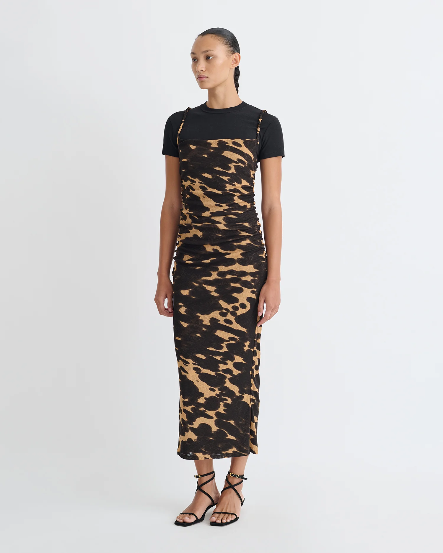 Alexa - Mesh Jersey Dress - Midnight Mocha Apricot - Image 3