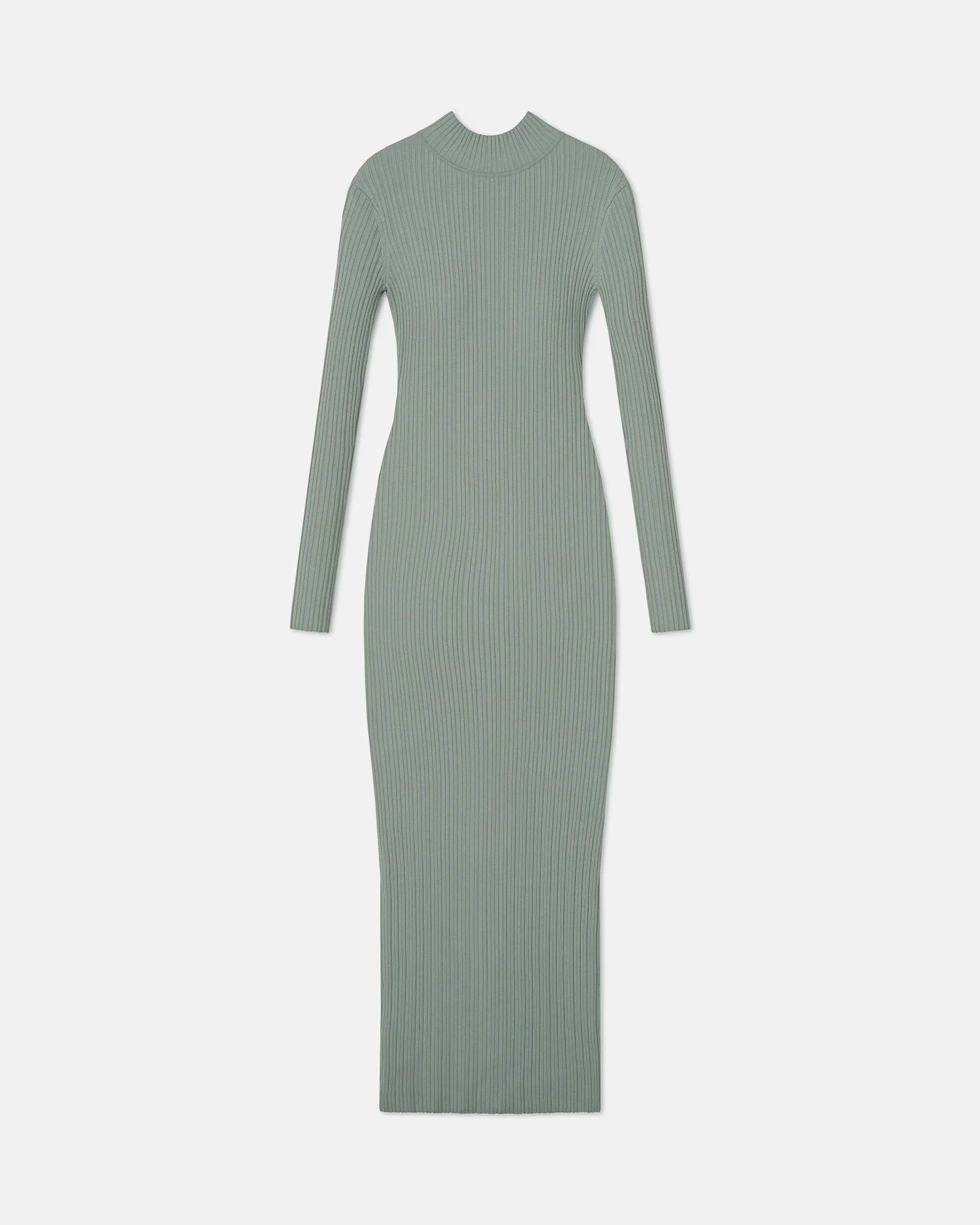 Mirell - Fine Merino Rib Long Dress - Sage