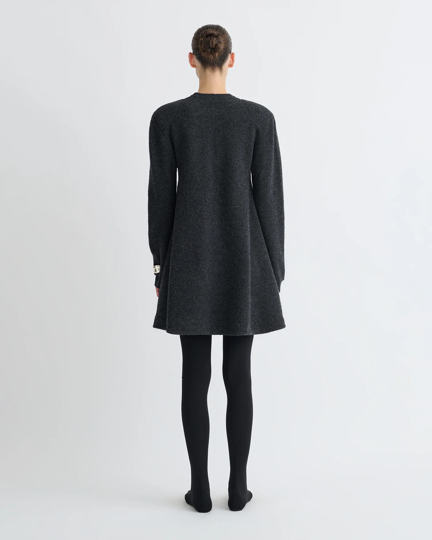 Yetta - Overwashed Merino Mini Dress - Charcoal - Image 4
