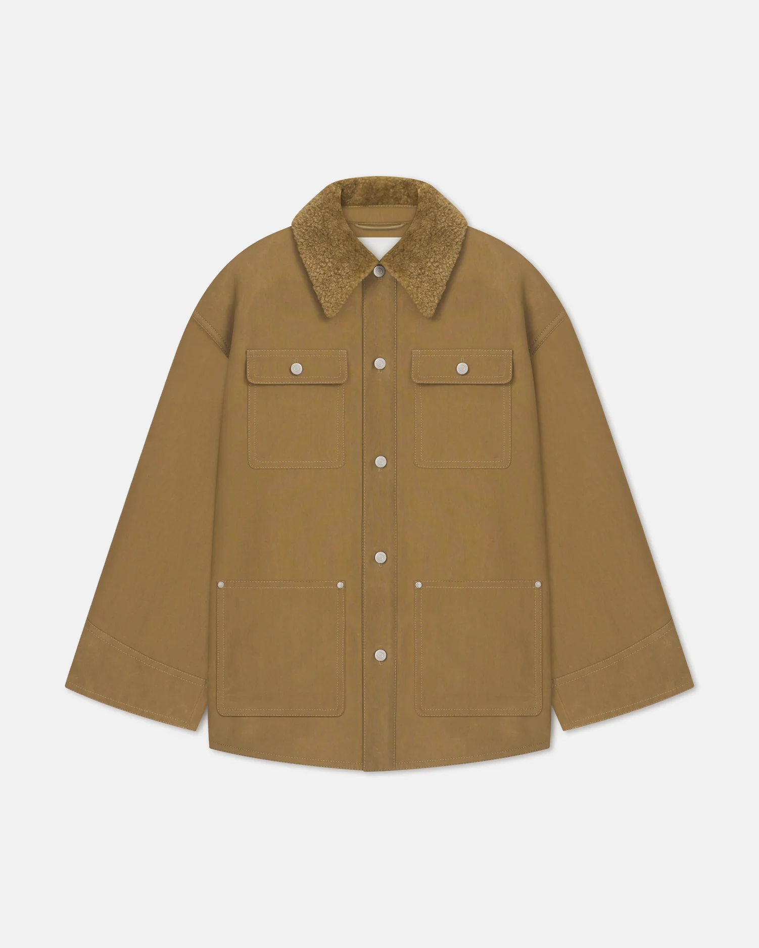 Zonta - Wax Cotton and Faux Shearling Jacket - Yellow Khaki