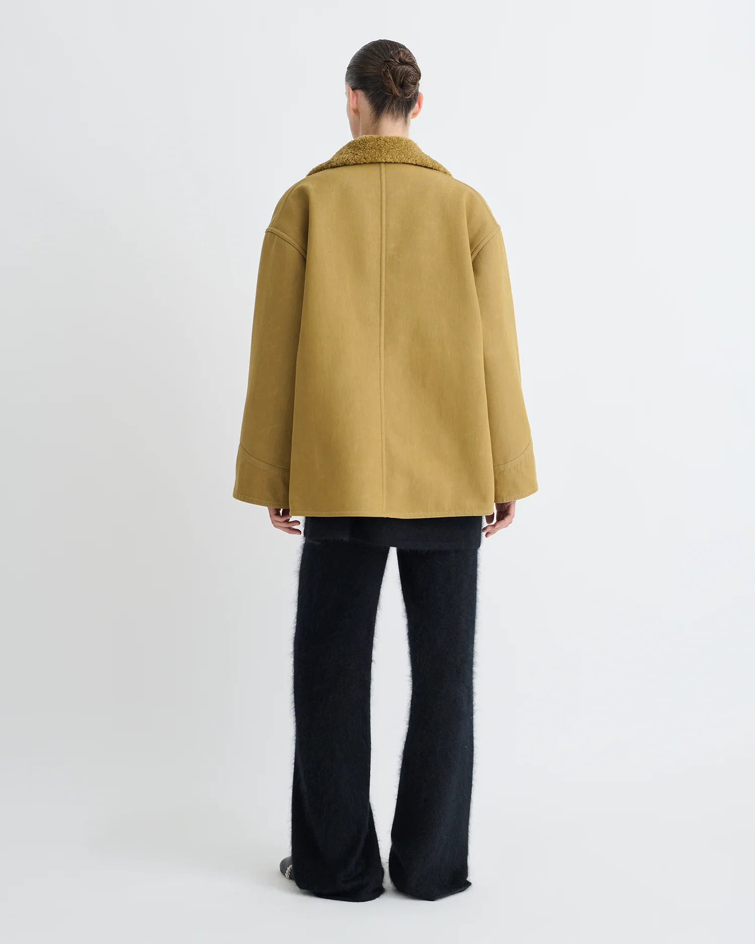 Zonta - Wax Cotton and Faux Shearling Jacket - Yellow Khaki - Image 3