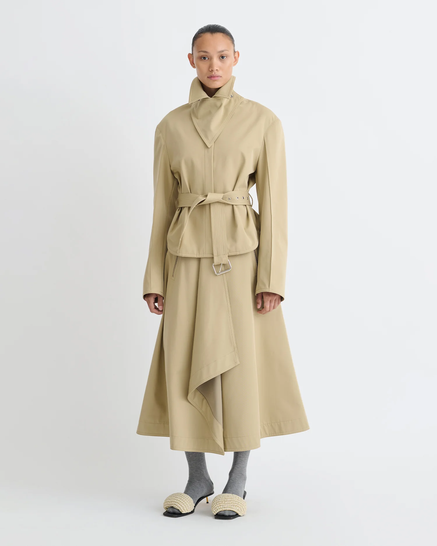 Henka - Bonded Trench/Faux Fur Jacket - Beige/Brown
