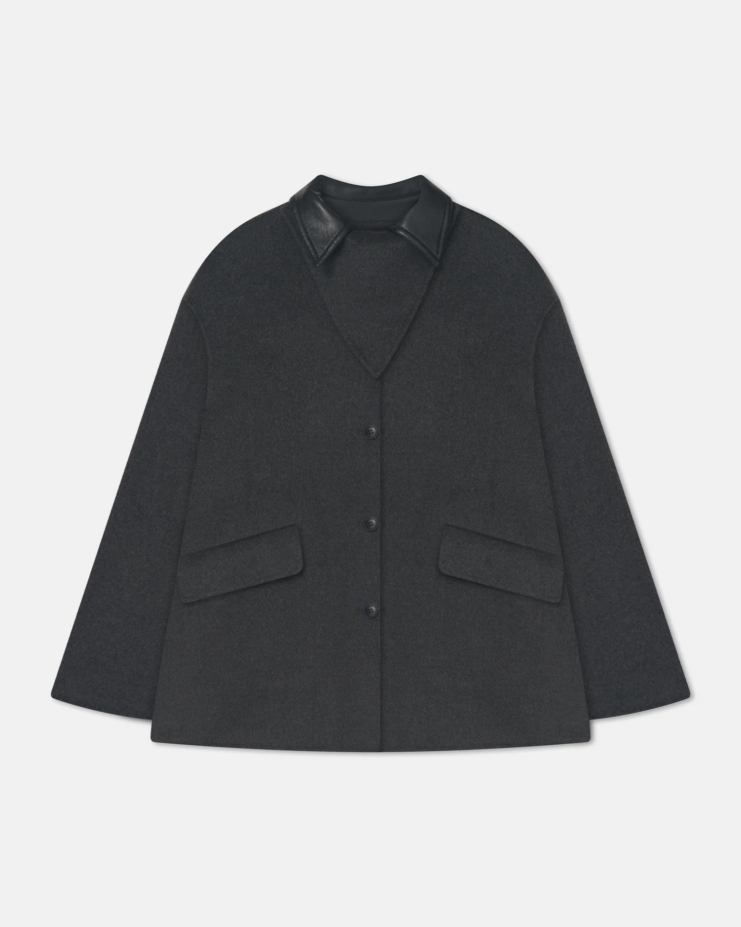 Jada - Regenerated leather jacket - Grey Melange/Black