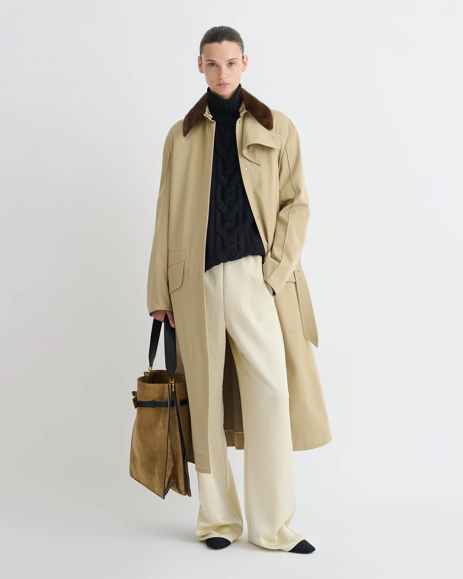 Talbot - Bonded Trench/Faux Fur Coat - Beige/Brown - Image 2
