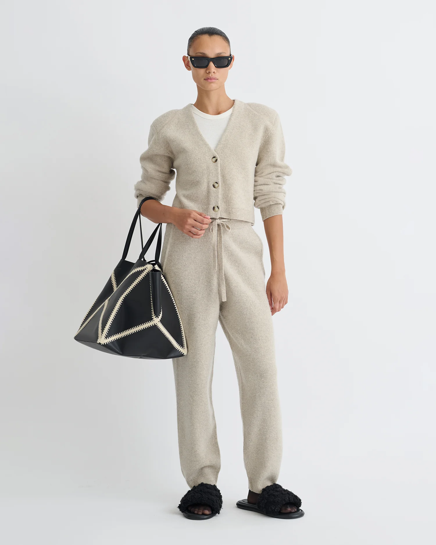 Teclah - Overwashed Merino Pants - Oatmeal - Image 2
