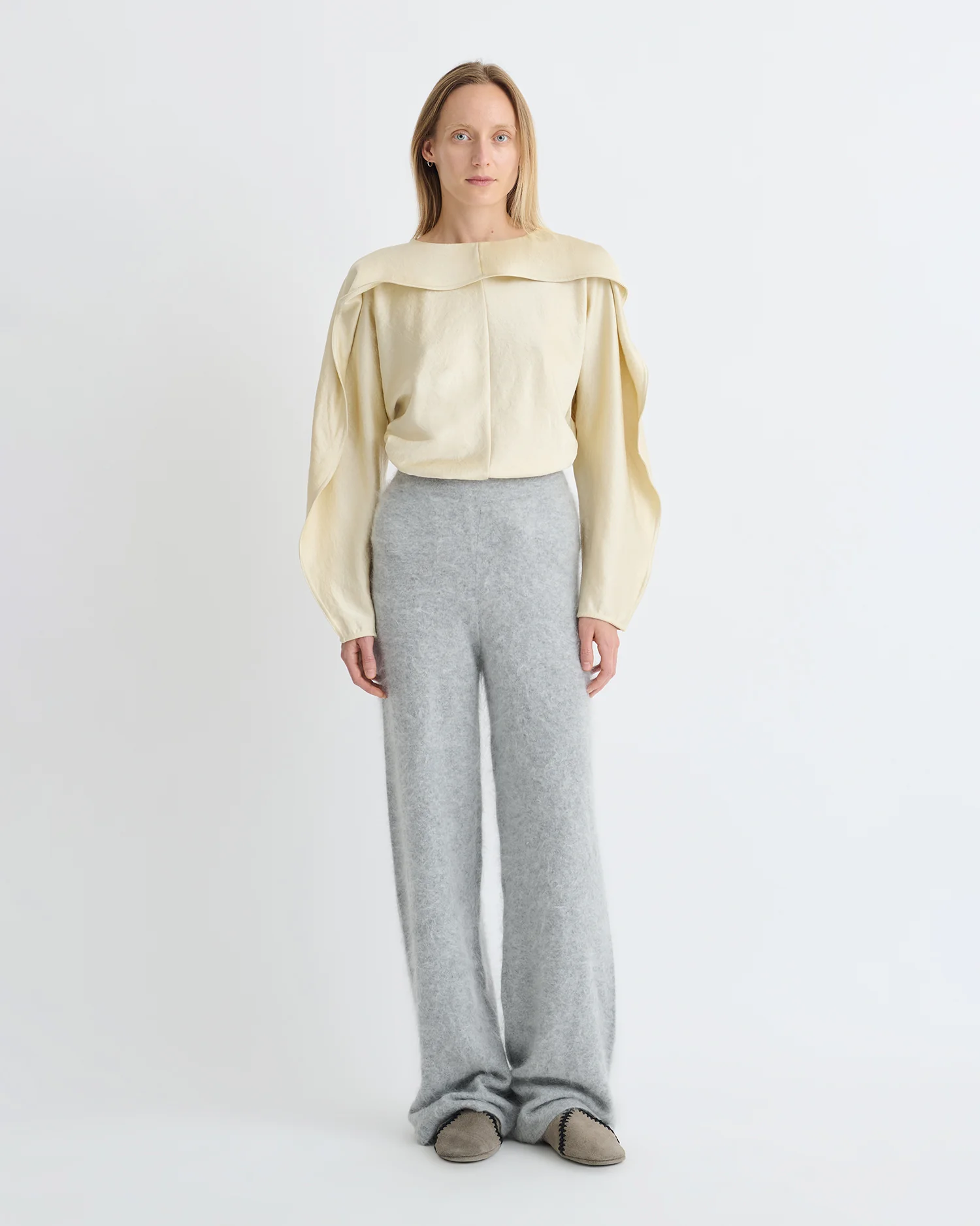 Ewerly - Brushed cashmere pants - Grey - Image 3