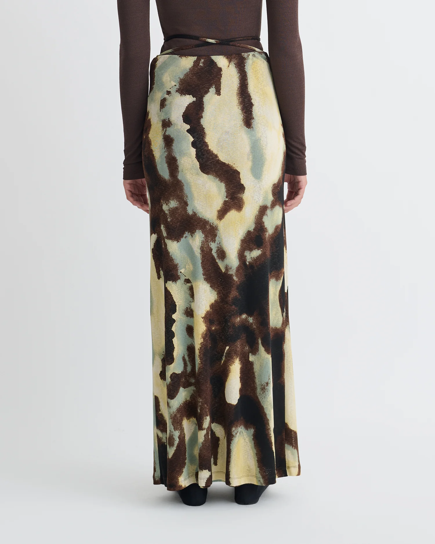Cheyen - Mesh Jersey Long Skirt - Watercolor Sage - Image 6