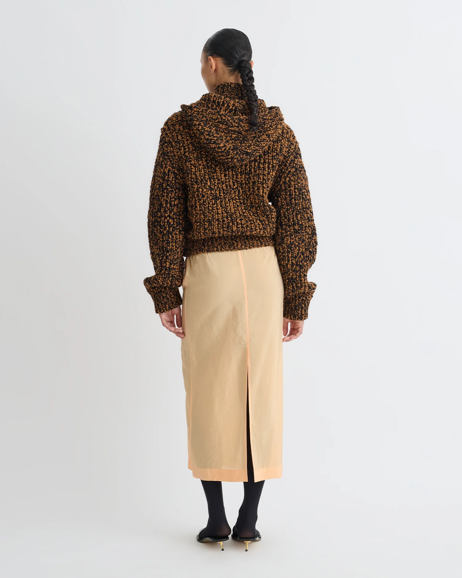 Ciar - Crepe Organza Mid-Length Skirt - Apricot - Image 3