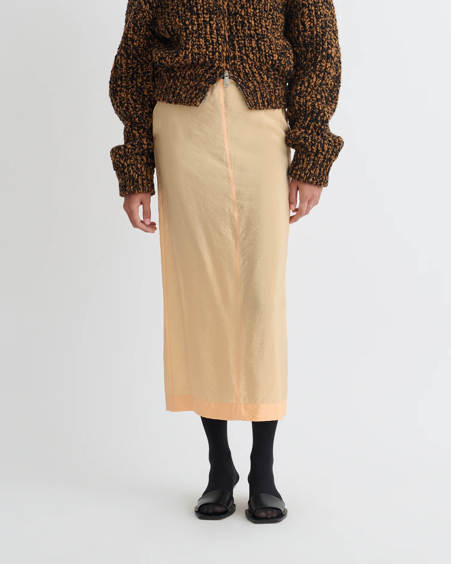 Ciar - Crepe Organza Mid-Length Skirt - Apricot - Image 4