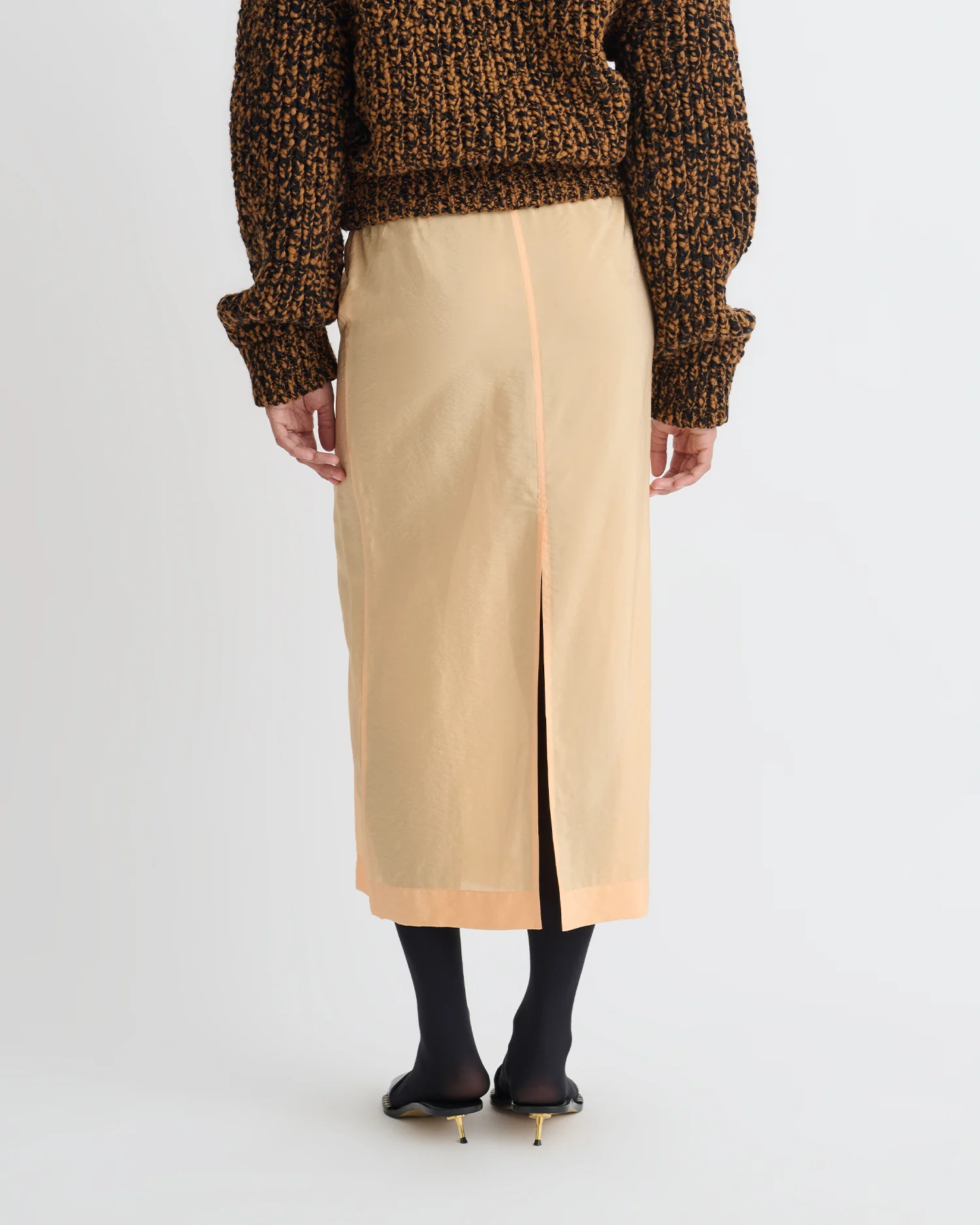 Ciar - Crepe Organza Mid-Length Skirt - Apricot - Image 5