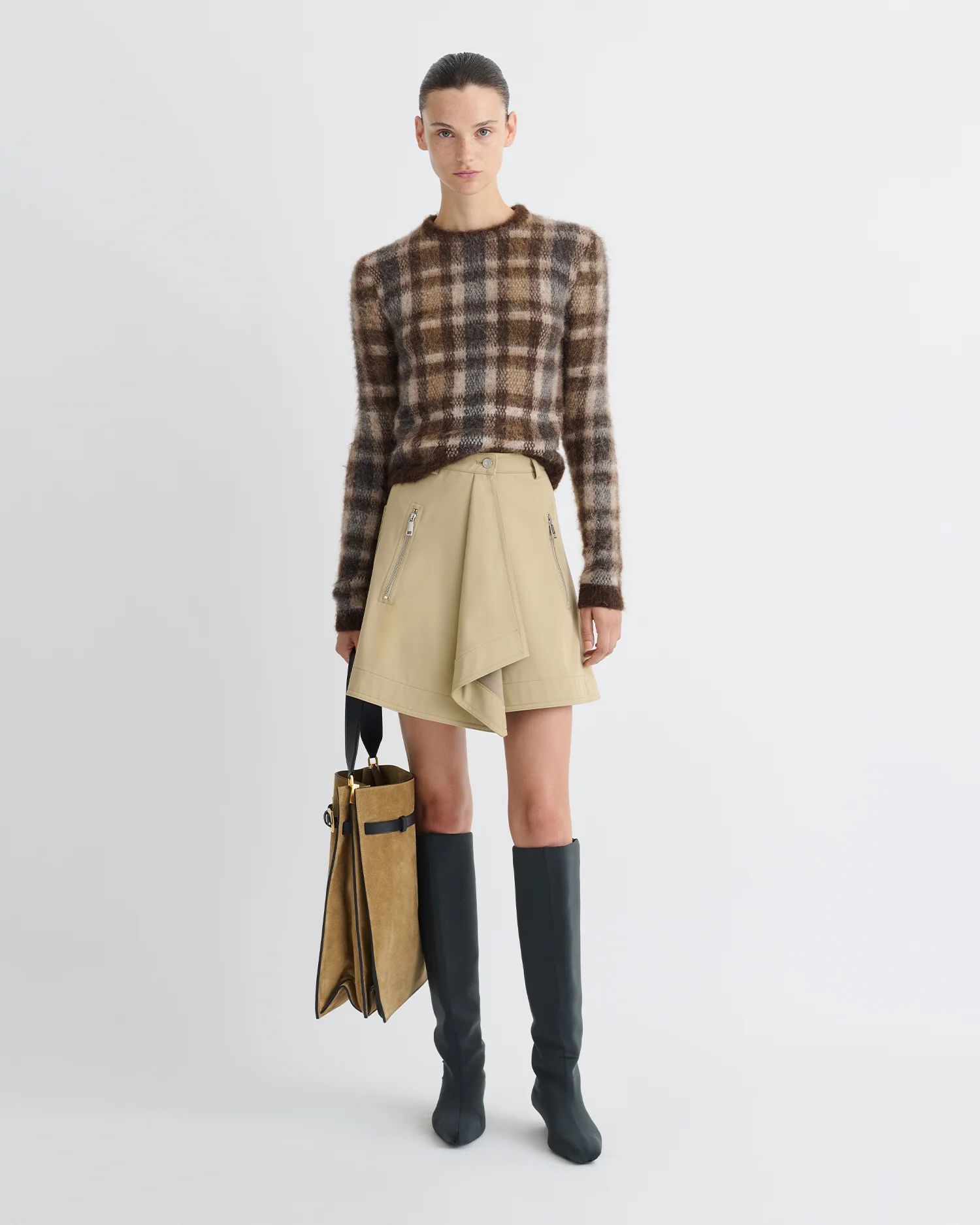 Inge - Bonded Trench Mini Skirt - Beige - Image 3
