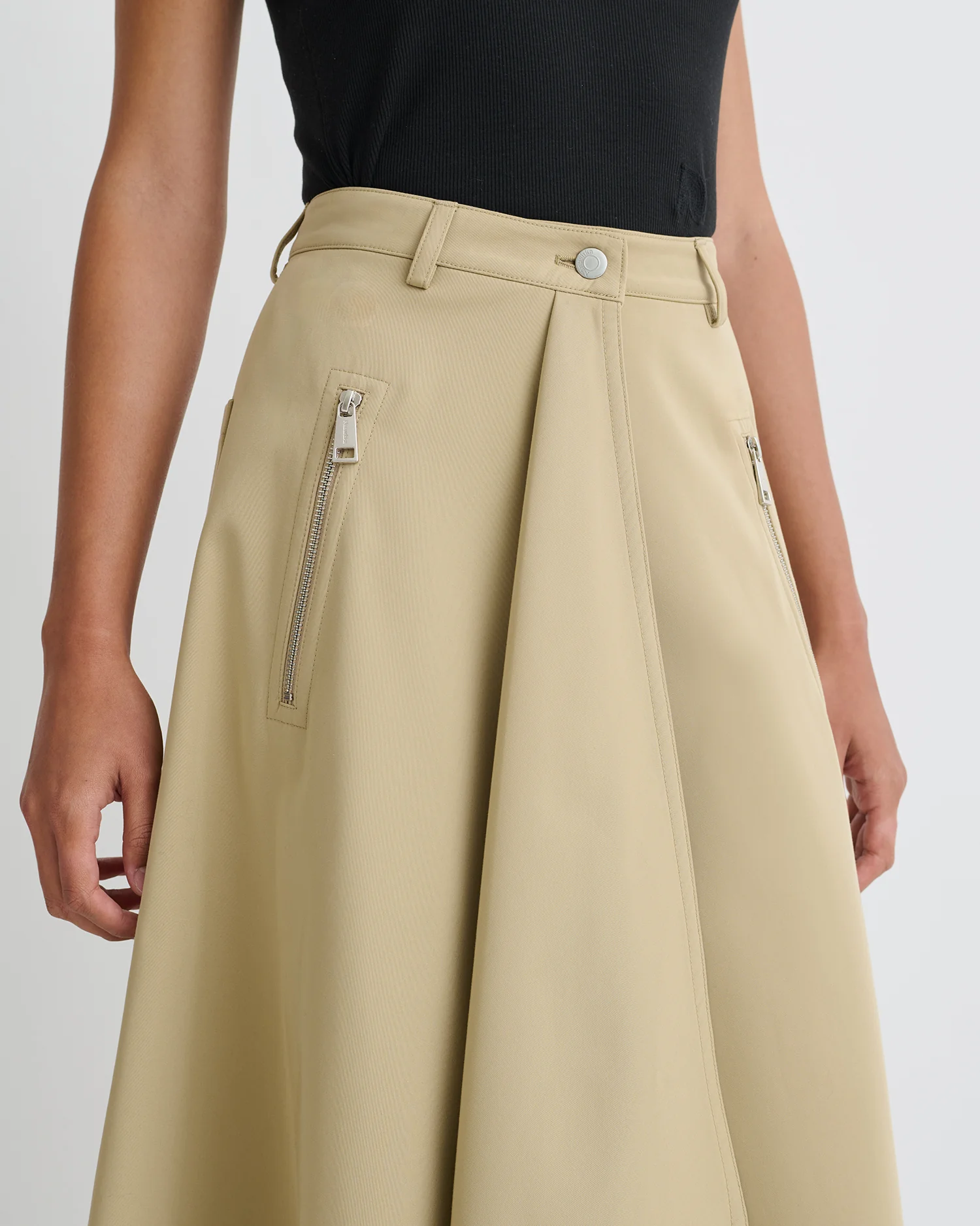 Iseult - Bonded Trench Mid-Length Skirt - Beige - Image 3