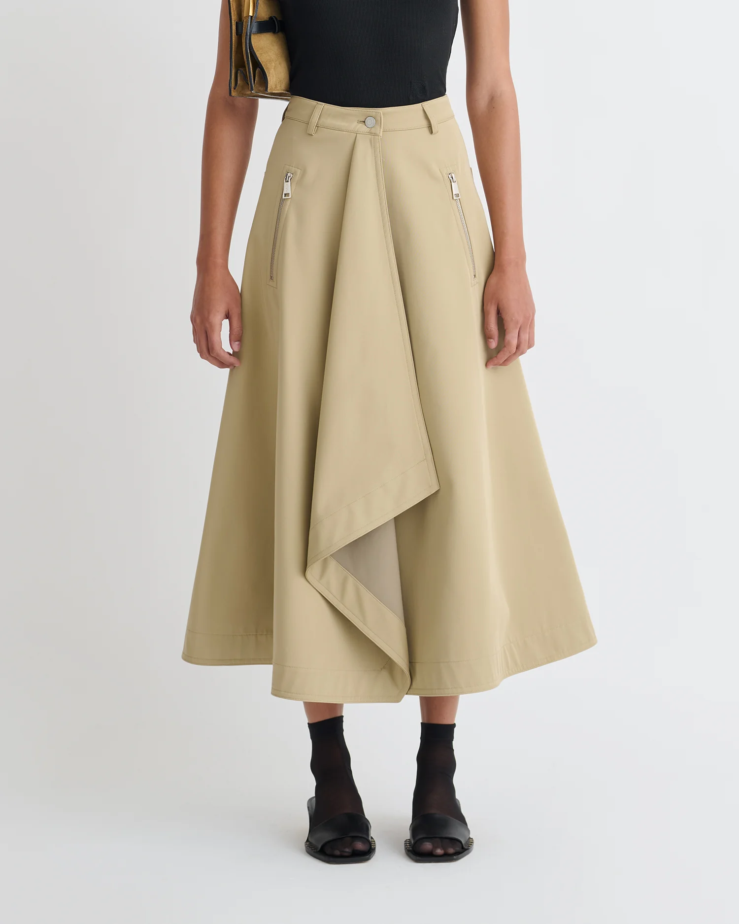 Iseult - Bonded Trench Mid-Length Skirt - Beige - Image 4