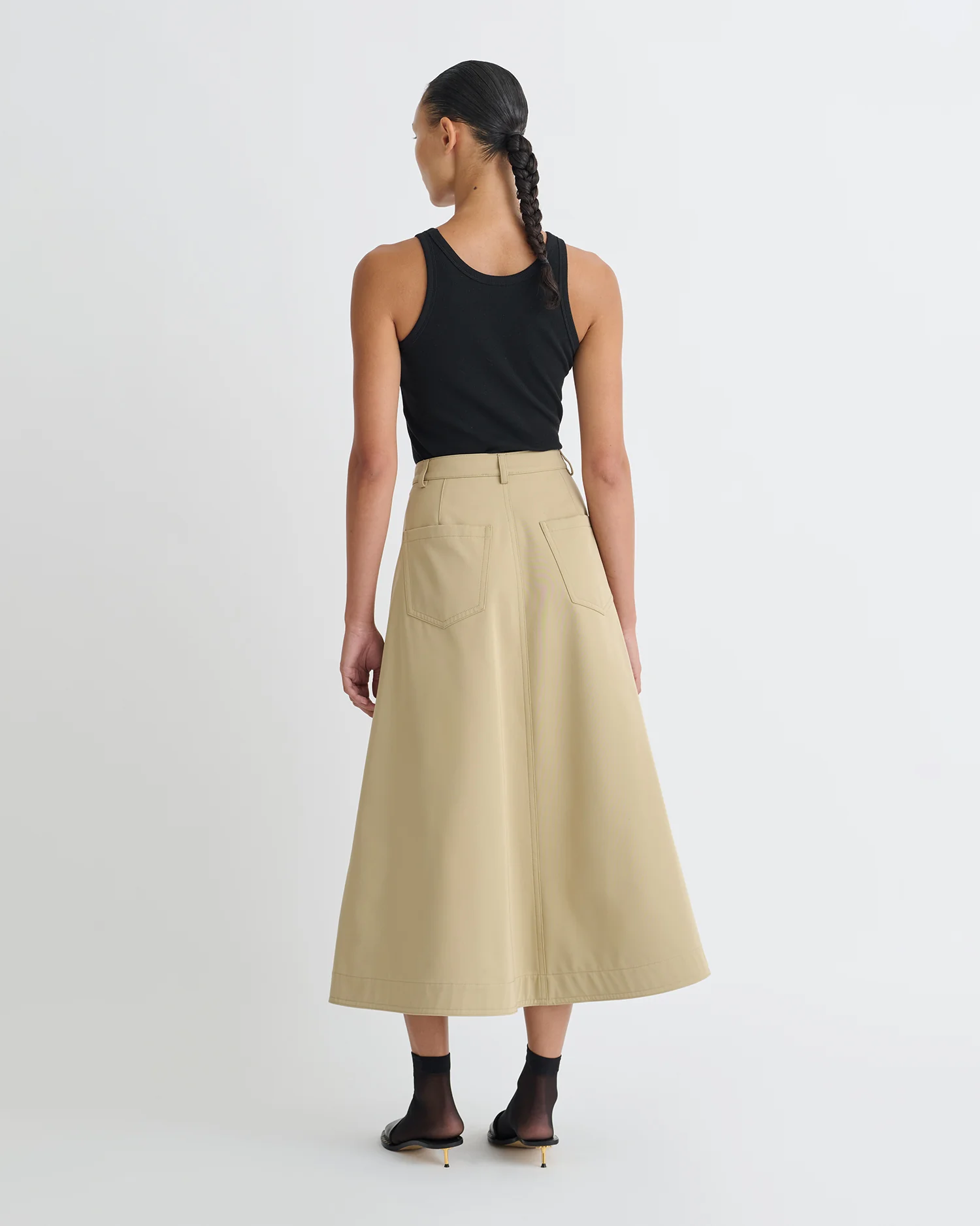 Iseult - Bonded Trench Mid-Length Skirt - Beige - Image 7