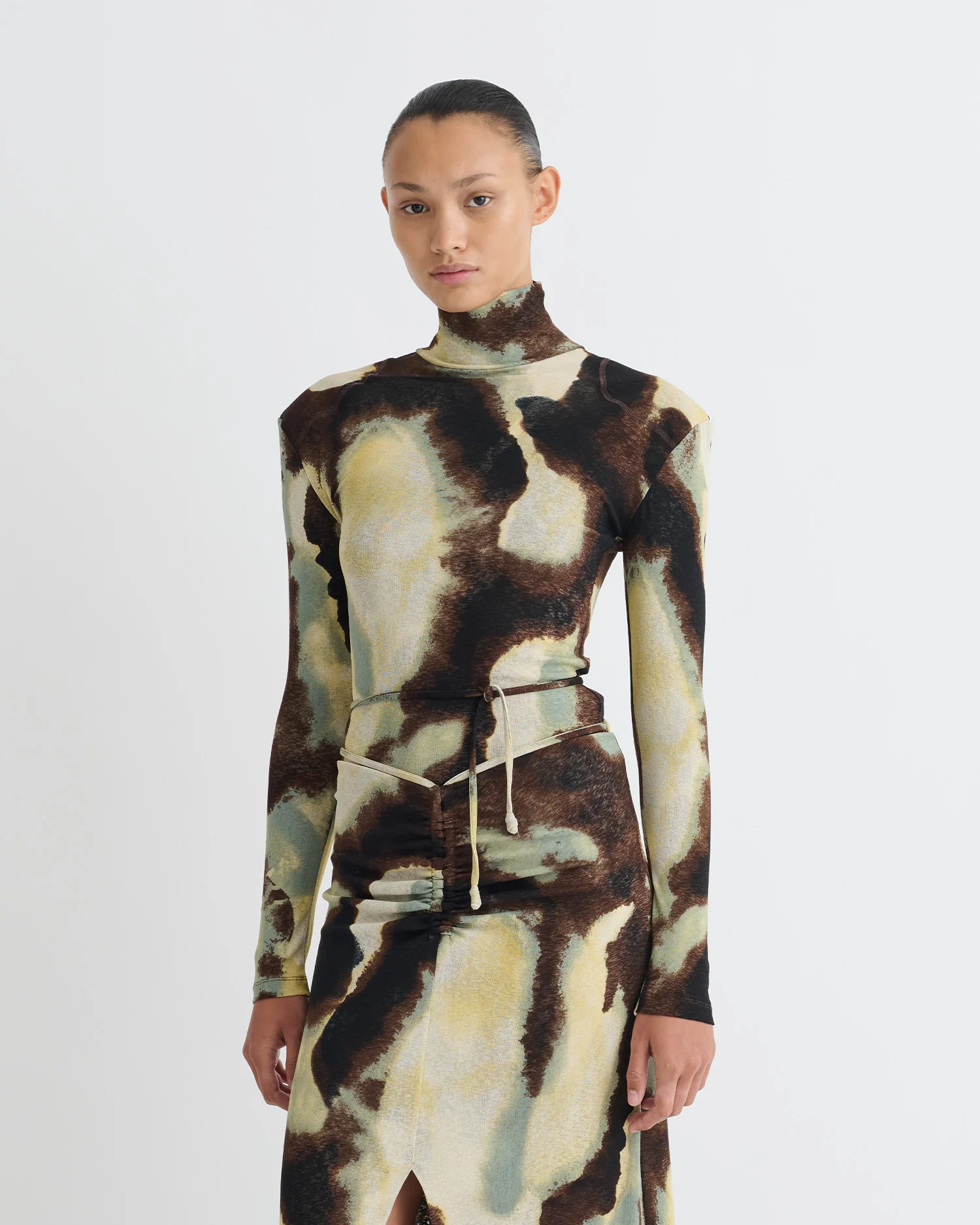 Nayeli - Mesh Jersey Long Sleeved Top - Watercolor Sage - Image 4