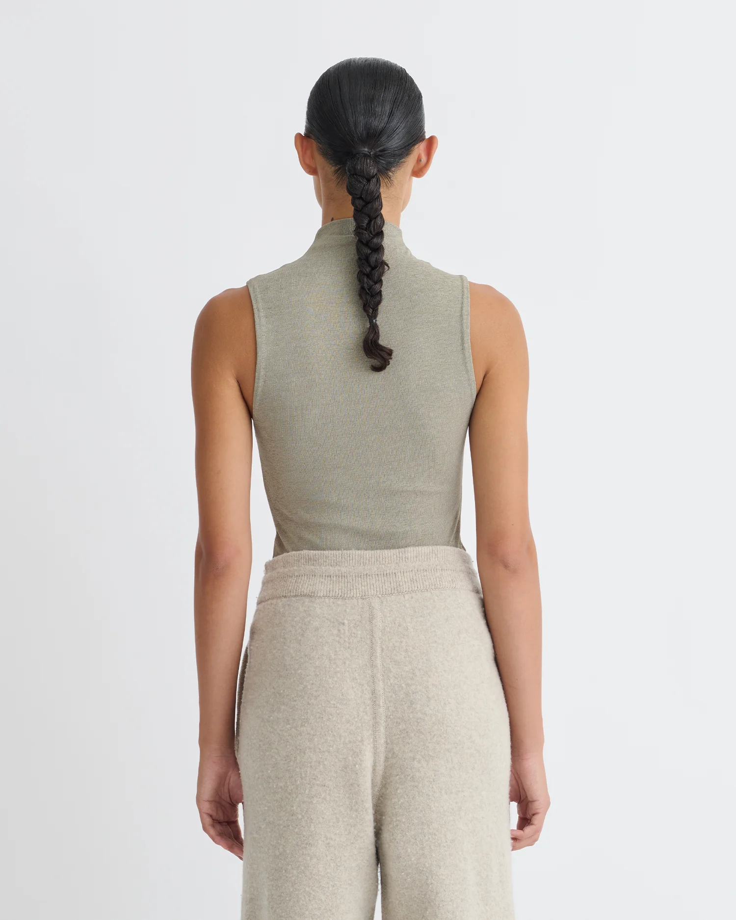 Annyka - Mesh Jersey Sleeveless Top - Fog - Image 5