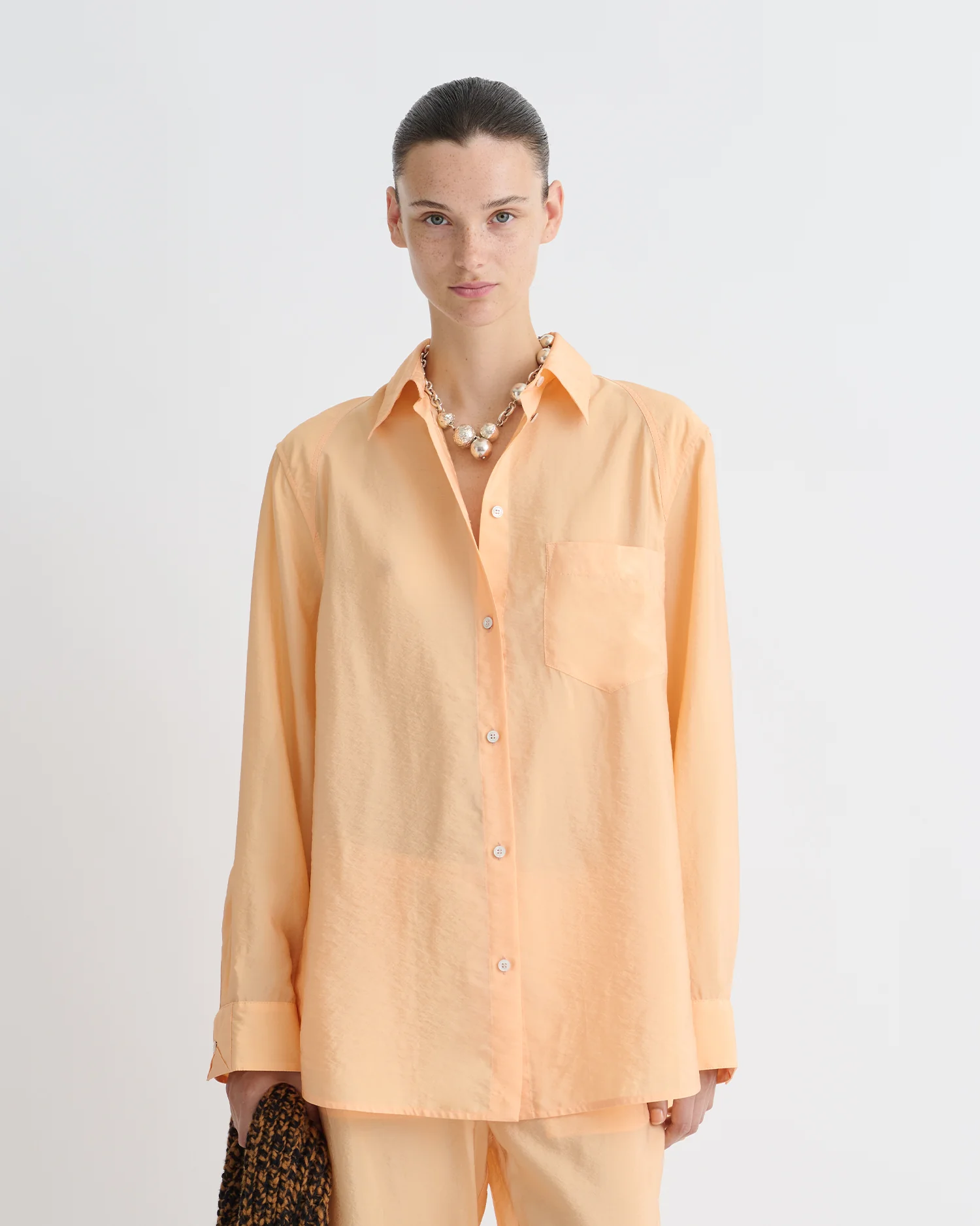 Arleen - Crepe Organza Shirt - Apricot - Image 4