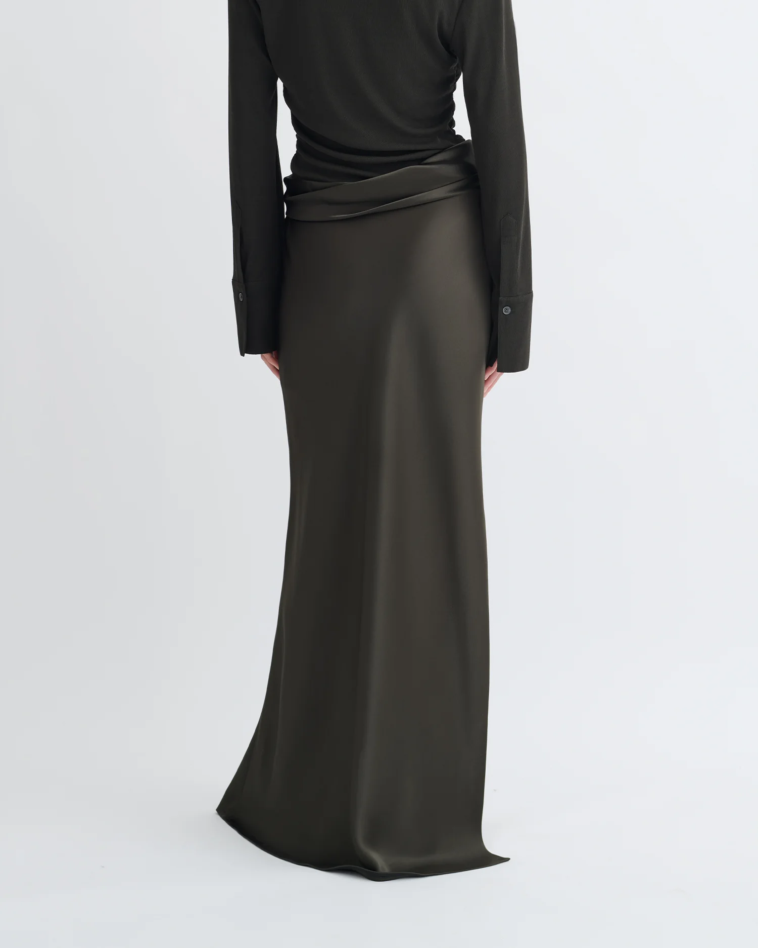 Scylla - Mesh Jersey and Slip Satin Dress - Dark Green/Anthracite - Image 4