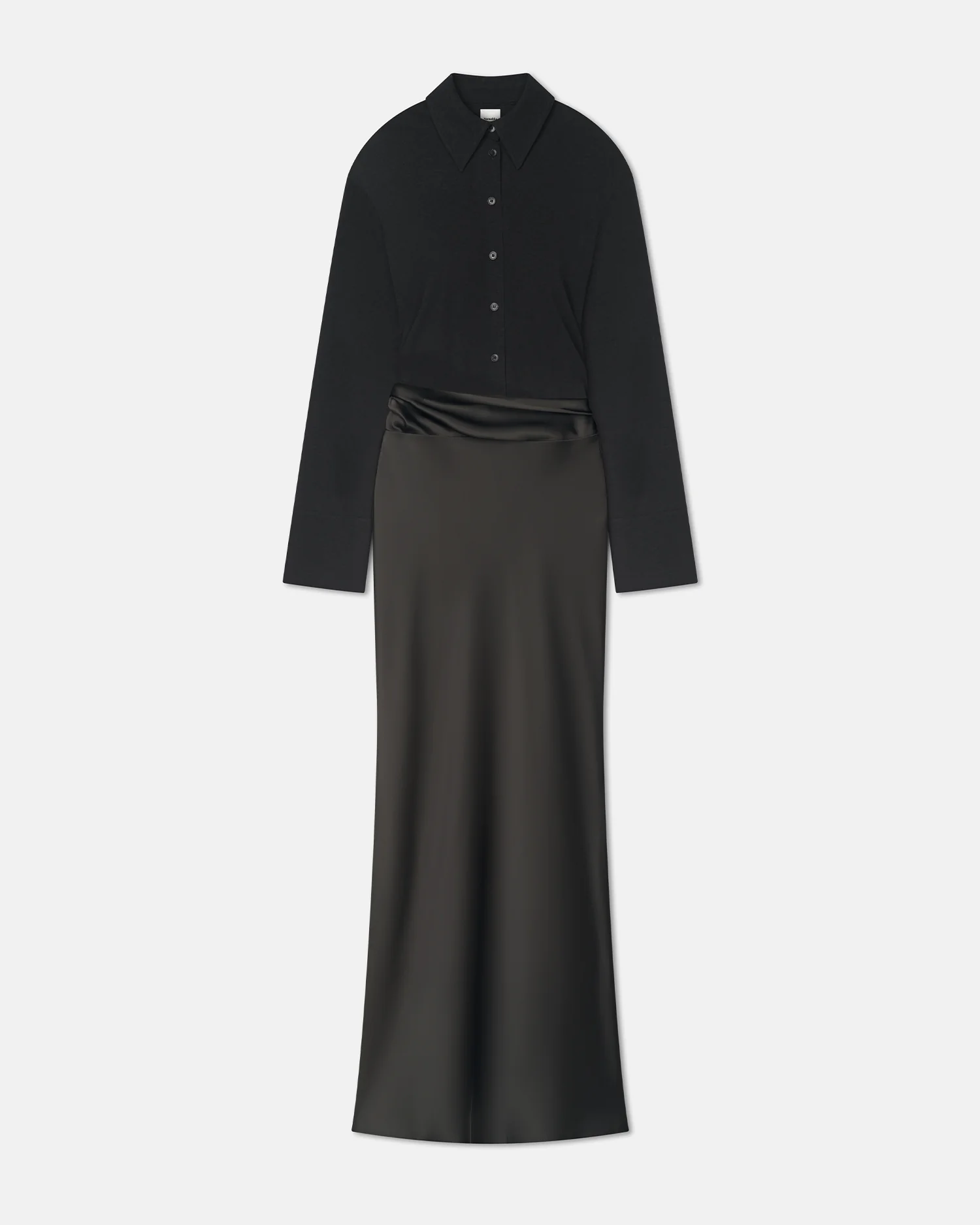 Scylla - Mesh Jersey and Slip Satin Dress - Dark Green/Anthracite - Image 5