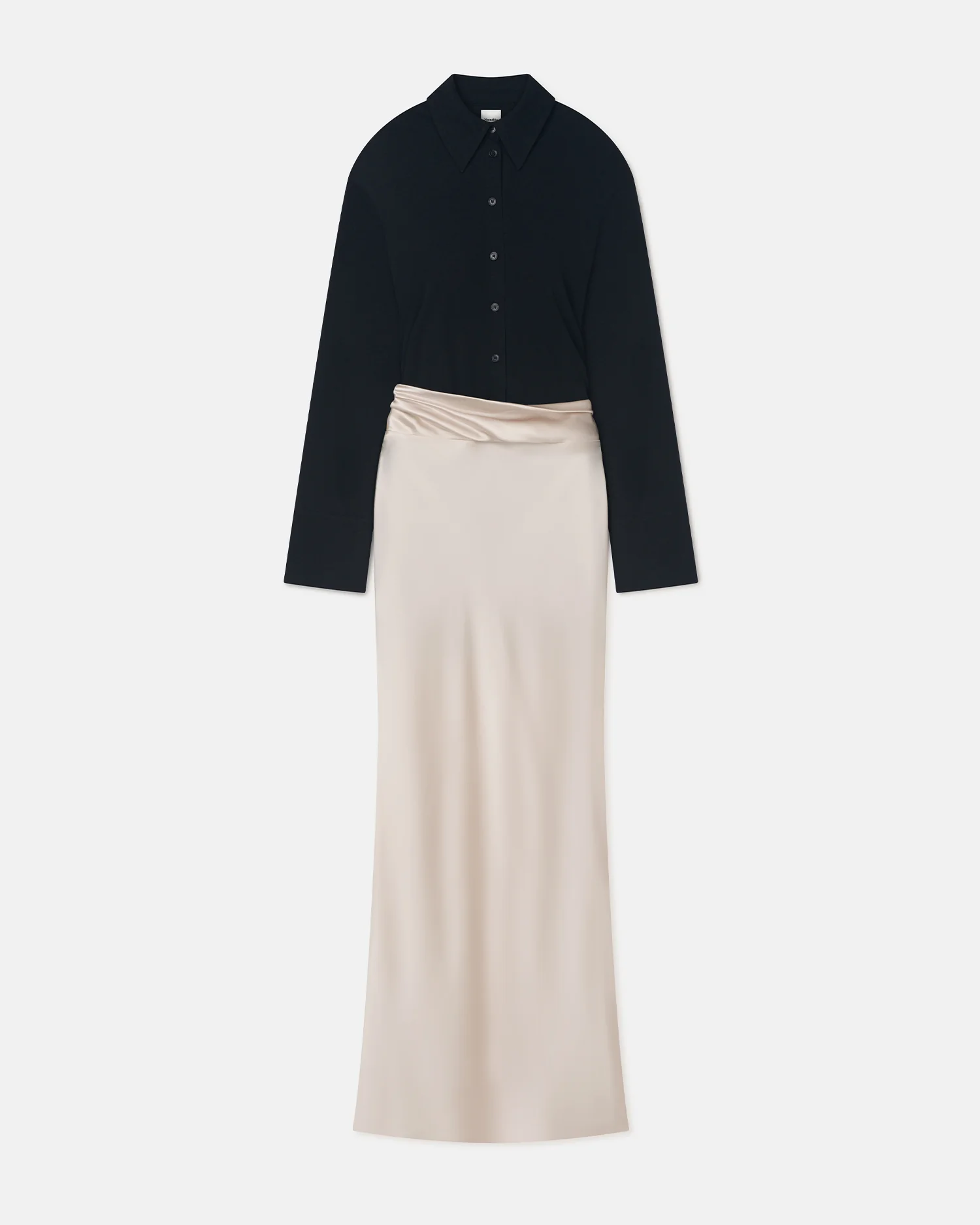 Scylla - Mesh Jersey and Slip Satin Dress - Creme/Black - Image 3